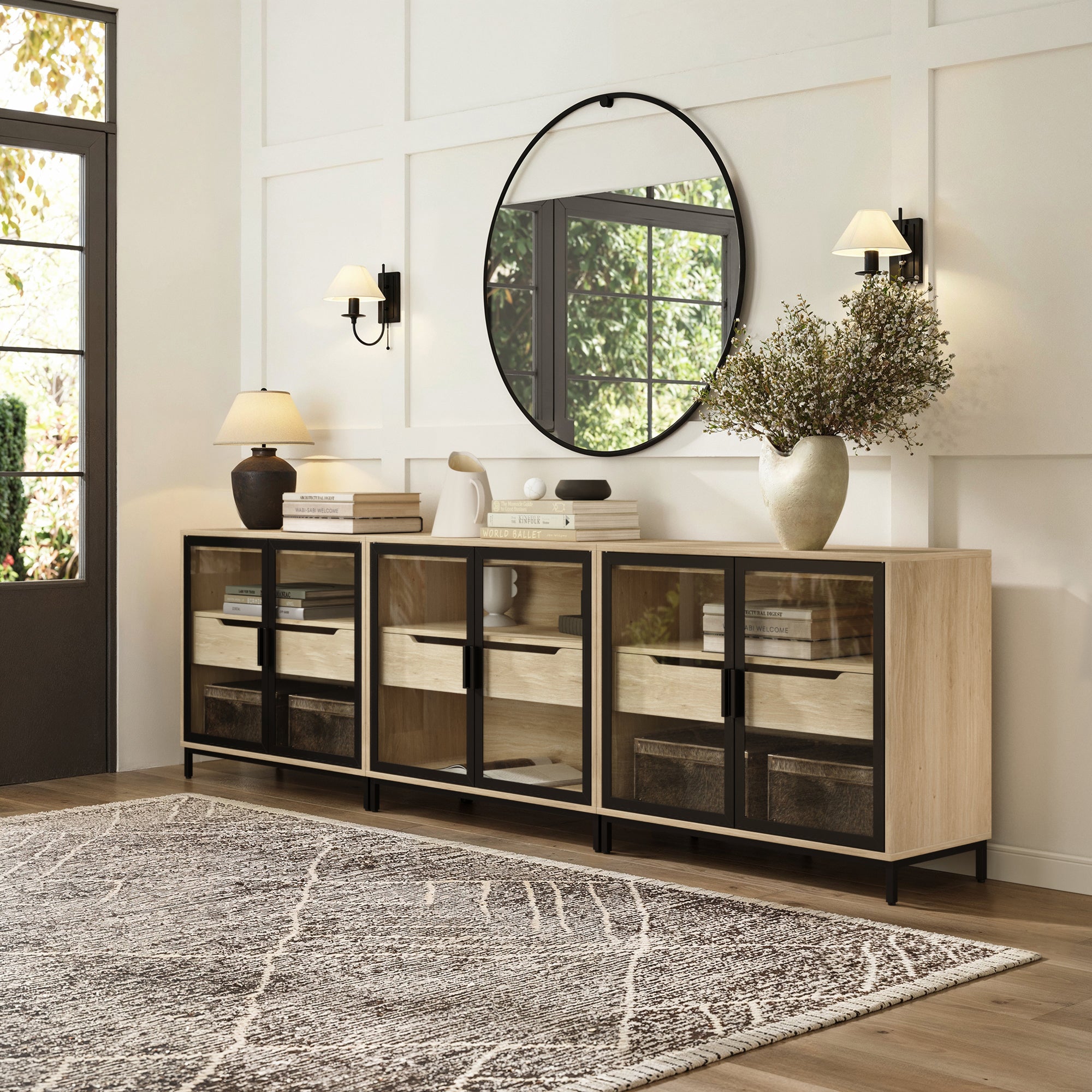 Glass TV Stand Console Cabinet with Doors for 75 - 85" TVs - Nathan James