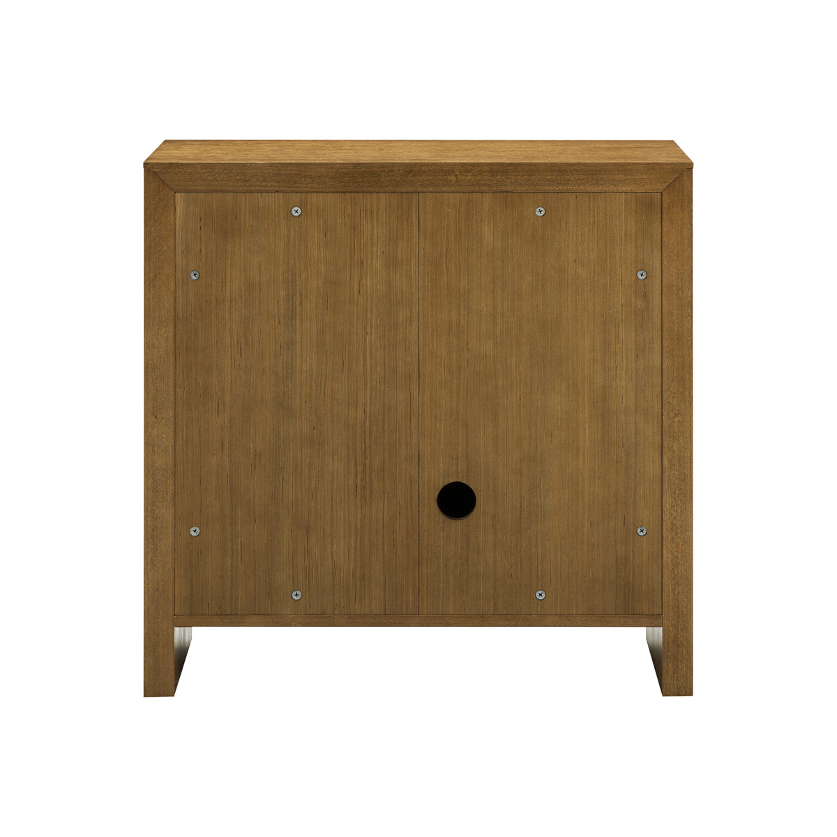Modern Wood Storage Cabinet with Slatted Doors Brown - Nathan James