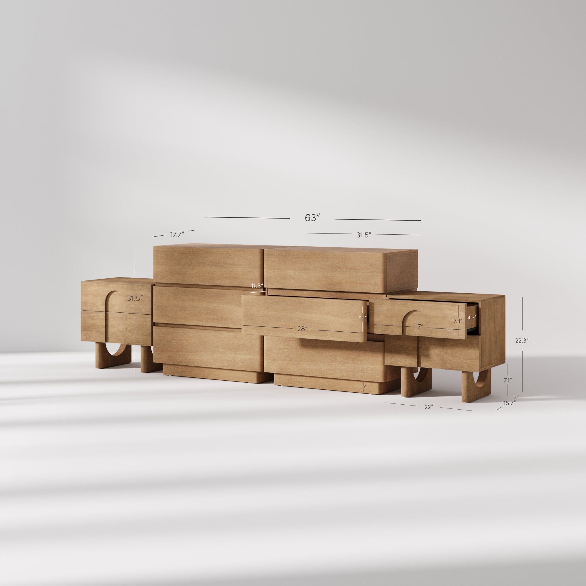 Modern Curved Wood Dresser and Nightstand Set (4-Piece) - Nathan James