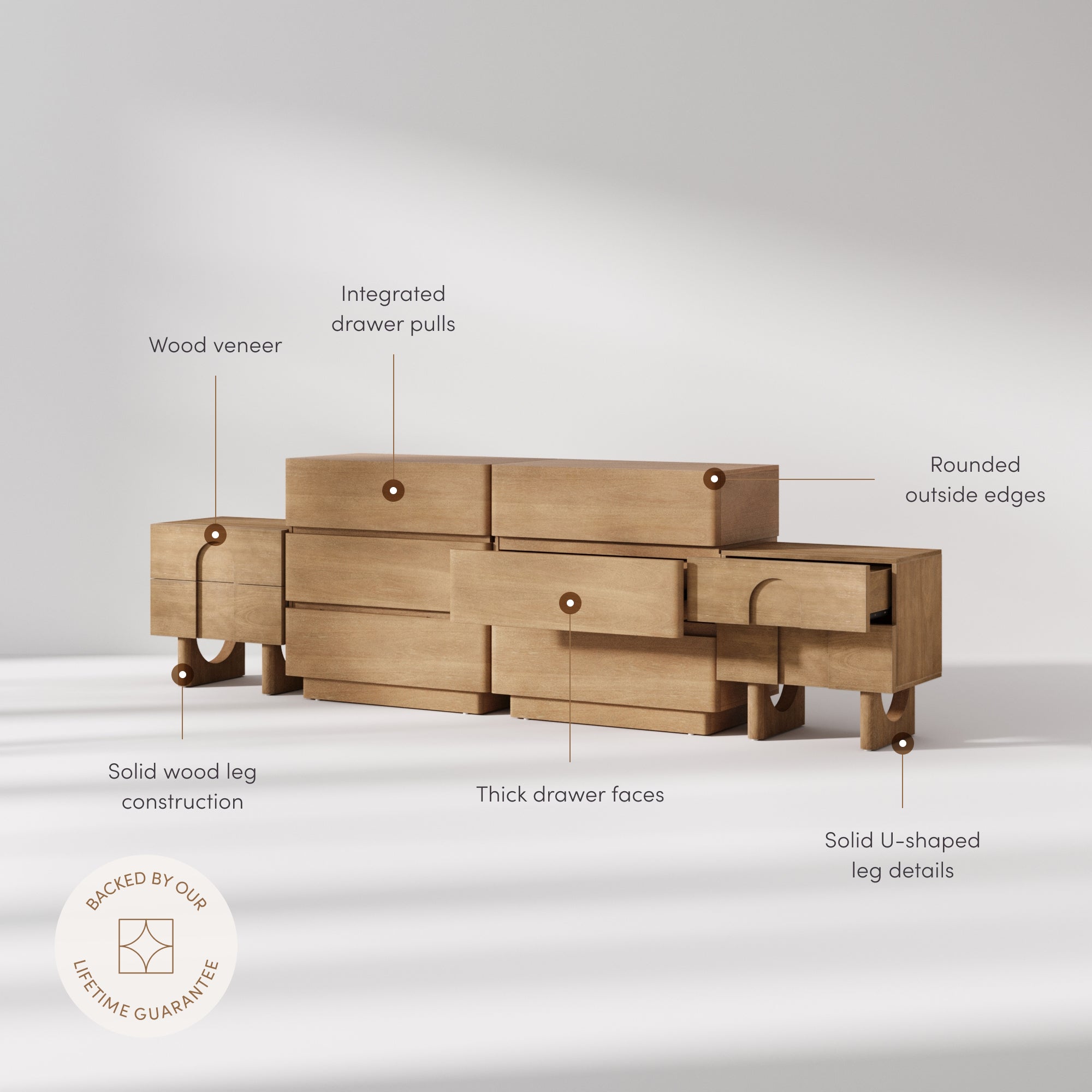 Modern Curved Wood Dresser and Nightstand Set (4-Piece) - Nathan James