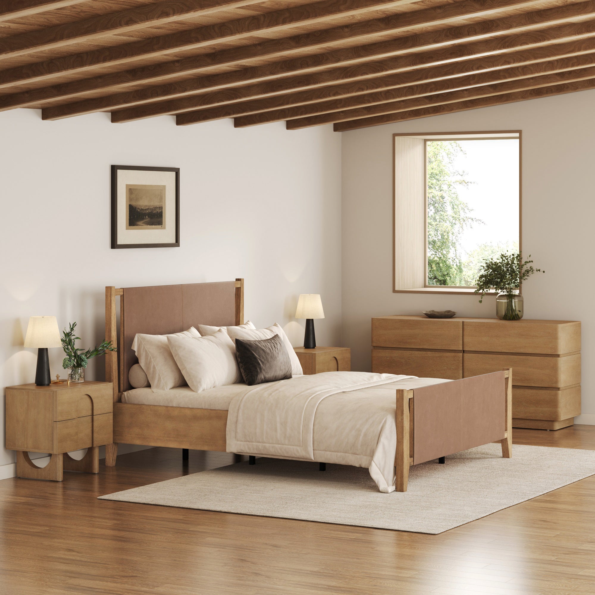 Modern Curved Wood Dresser and Nightstand Set (4-Piece) - Nathan James