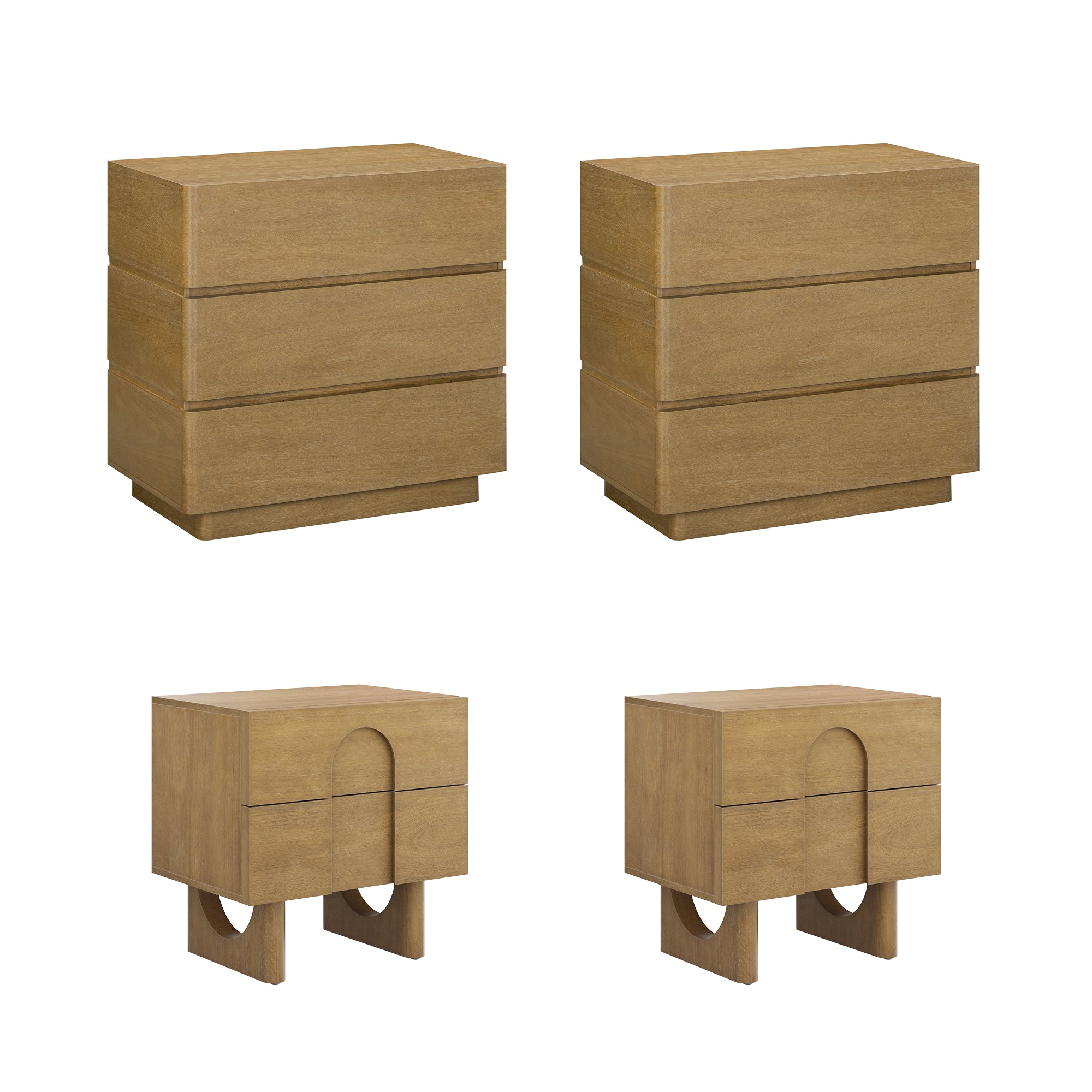 Modern Curved Wood Dresser and Nightstand Set (4-Piece) - Nathan James