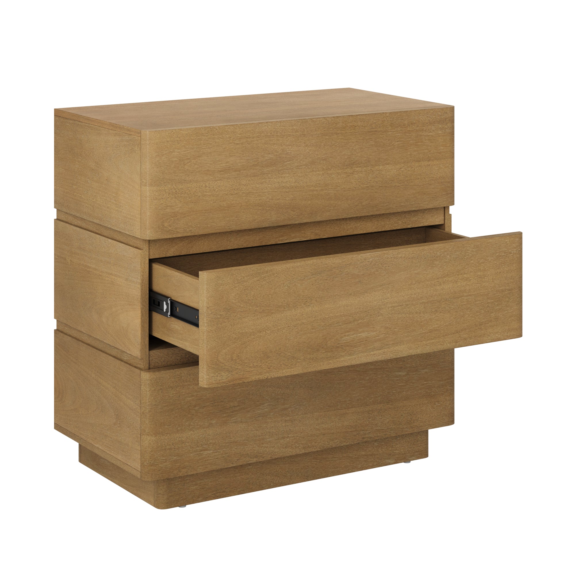 Wooden Modern 3-Drawer Dresser or Oversized Nightstand Light Brown Set of 3 - Nathan James