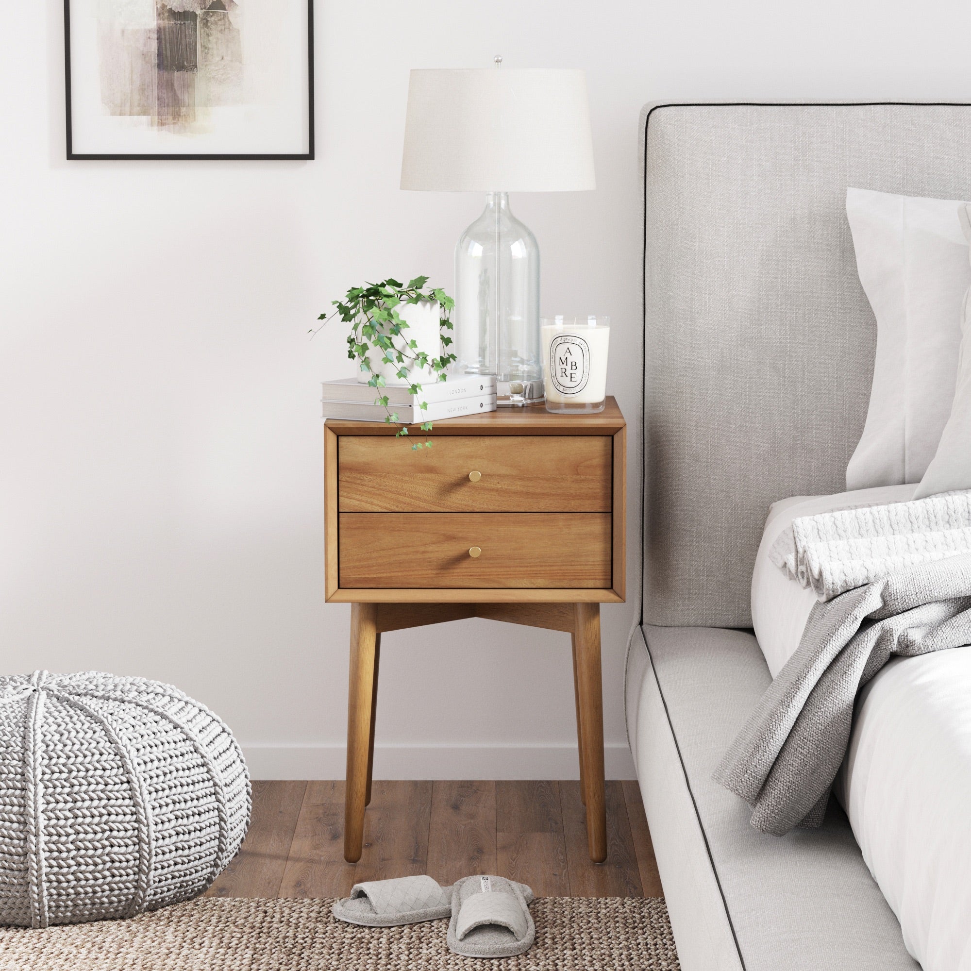 Wood Mid - Century Nightstand Acacia - Nathan James