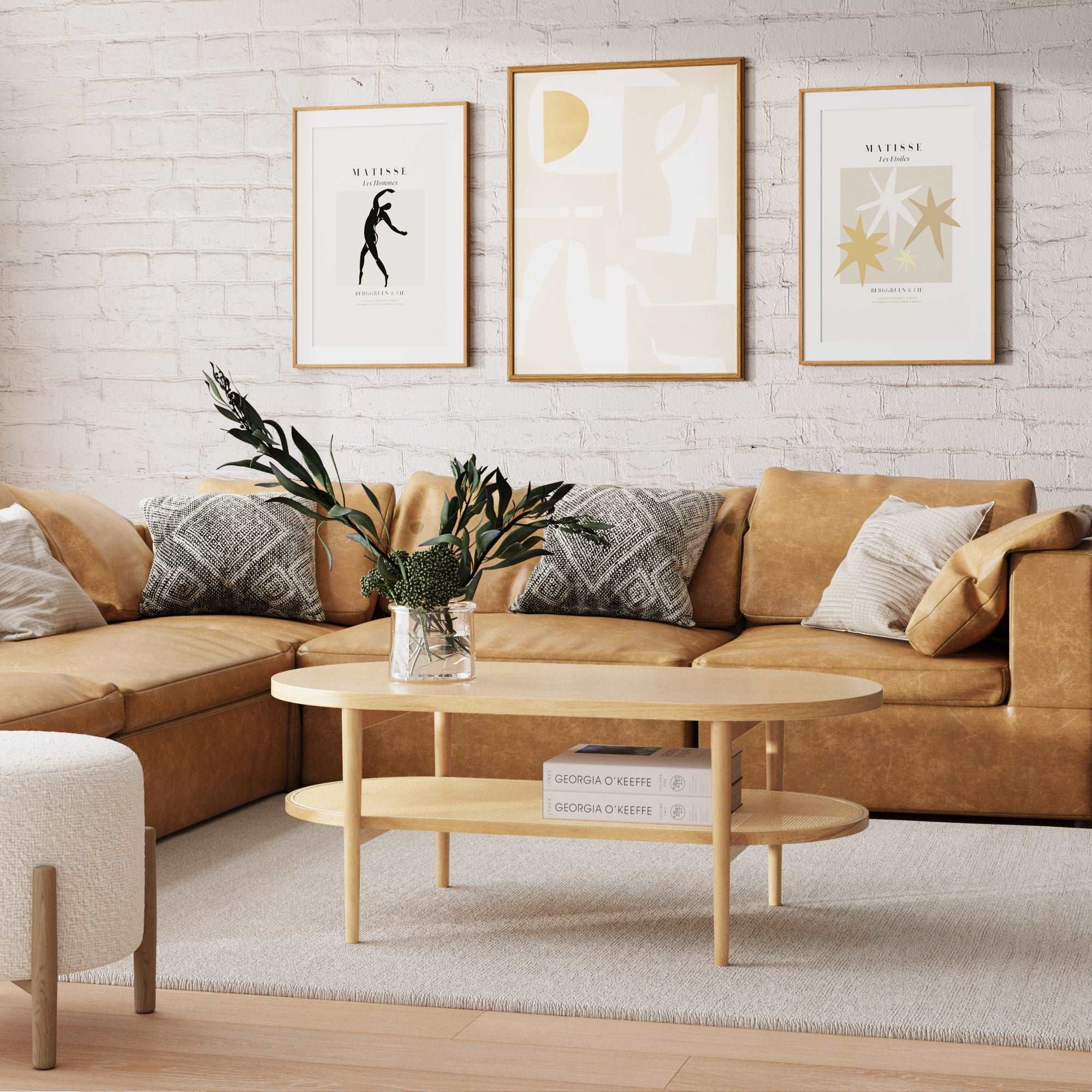 Wood & Rattan Oval Coffee Table Warm Pine - Nathan James