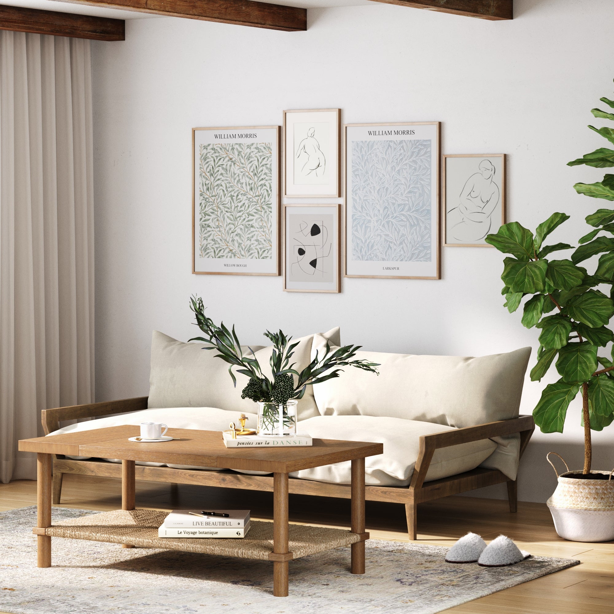 Boho Seagrass & Wood Coffee Table - Nathan James