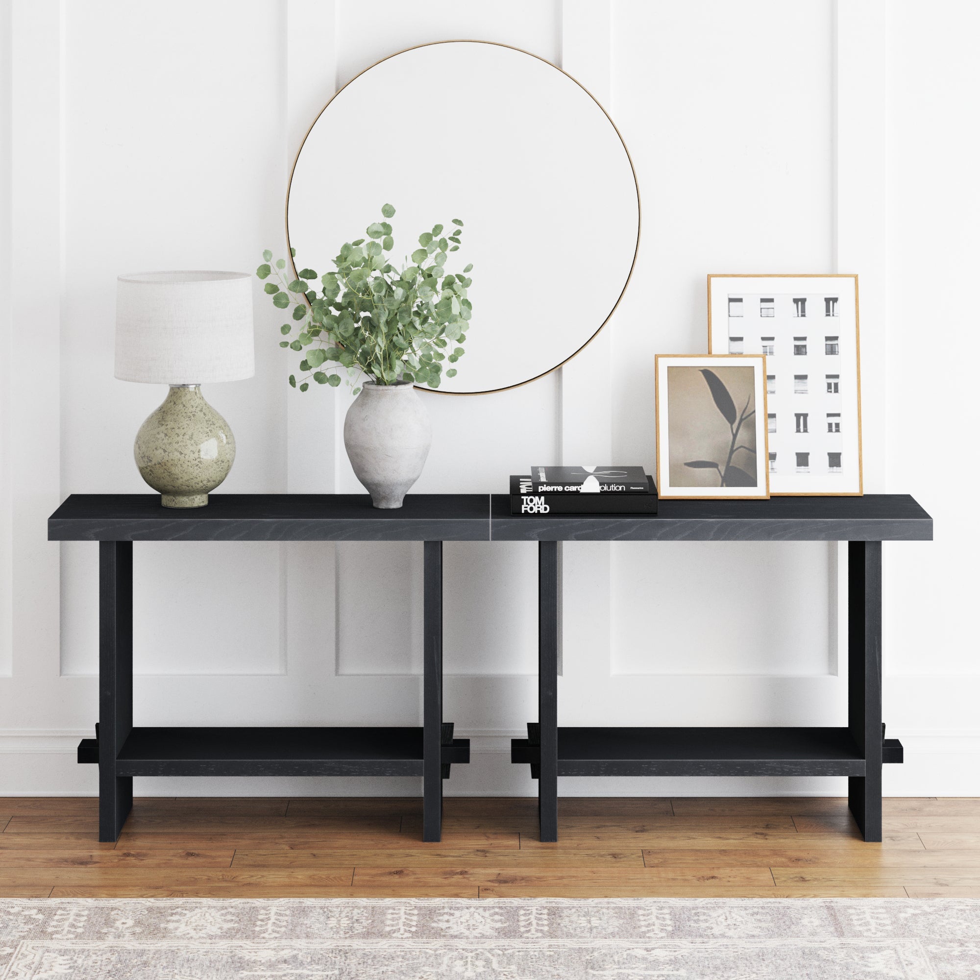 Wood Console Tables Black Oak (Set of 2) - Nathan James