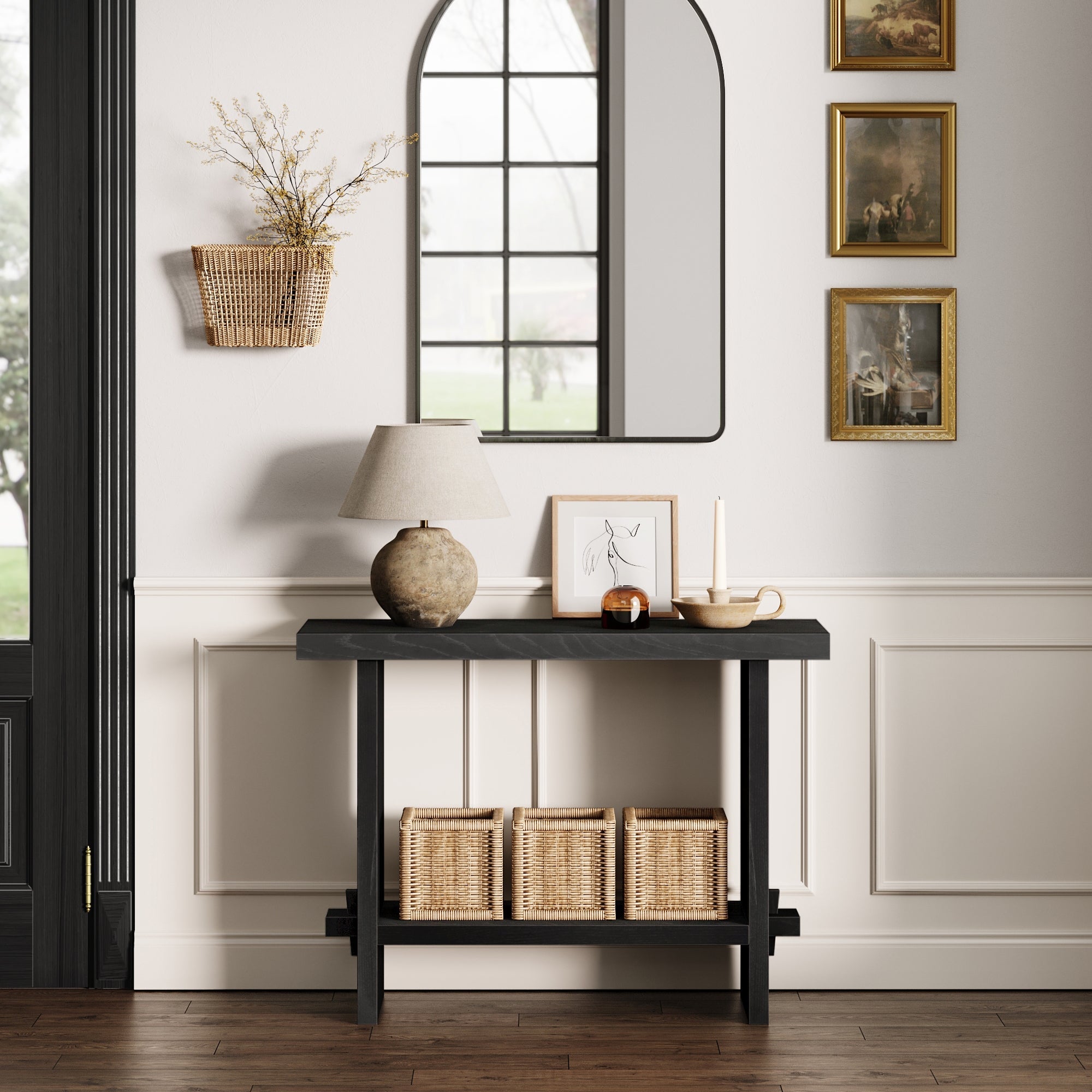 Wood Console Table Black Oak - Nathan James