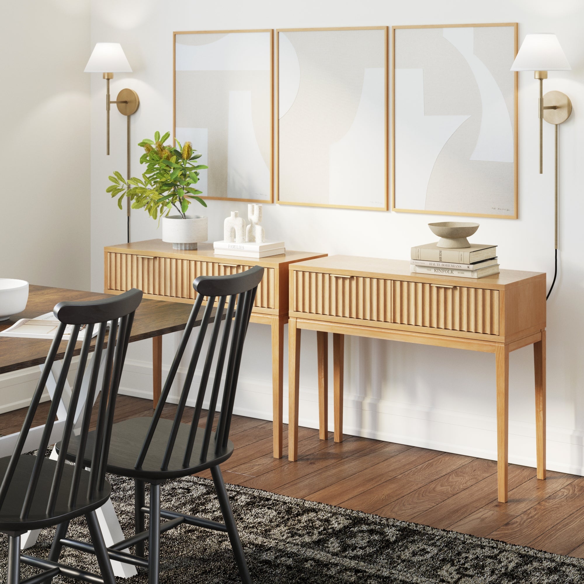 Mid - Century Fluted Console Tables (Set of 2) - Nathan James