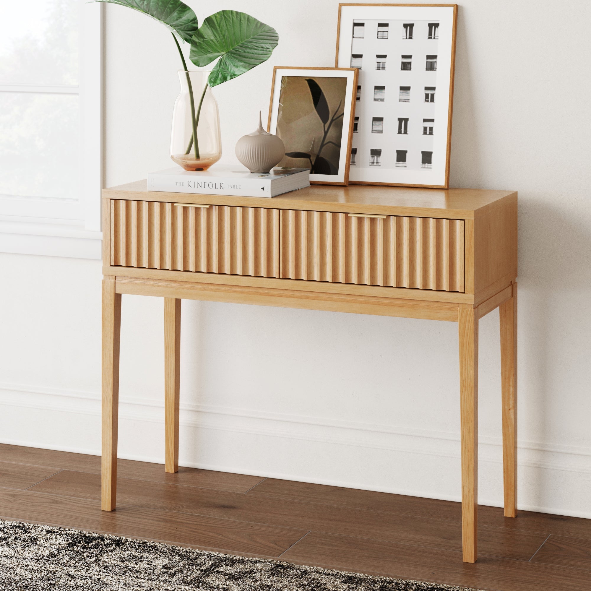 Mid - Century Fluted 2 - Drawer Console Table - Nathan James