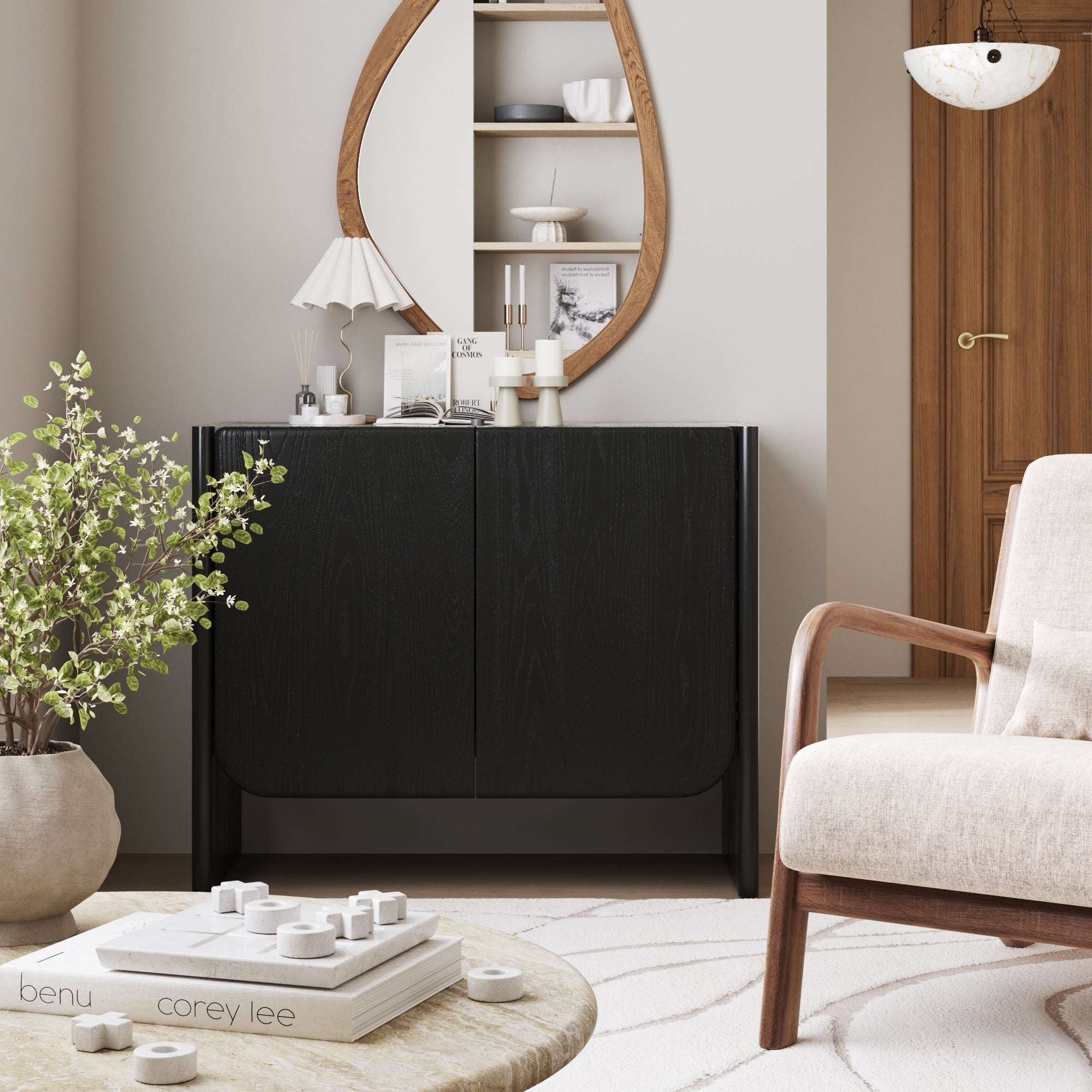 Mid Century Modern Wood Cabinet Black Oak - Nathan James