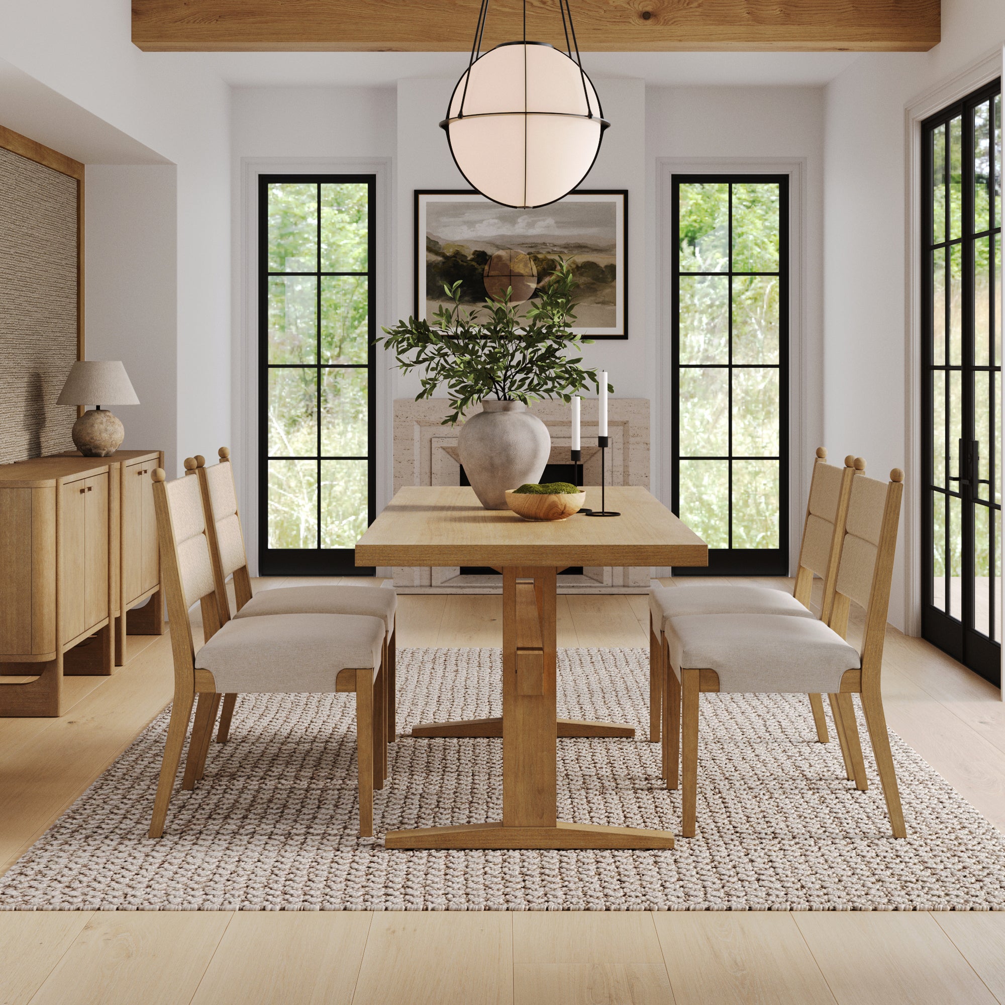 Solid Wood Trestle Dining Table for 6 Light Brown - Nathan James
