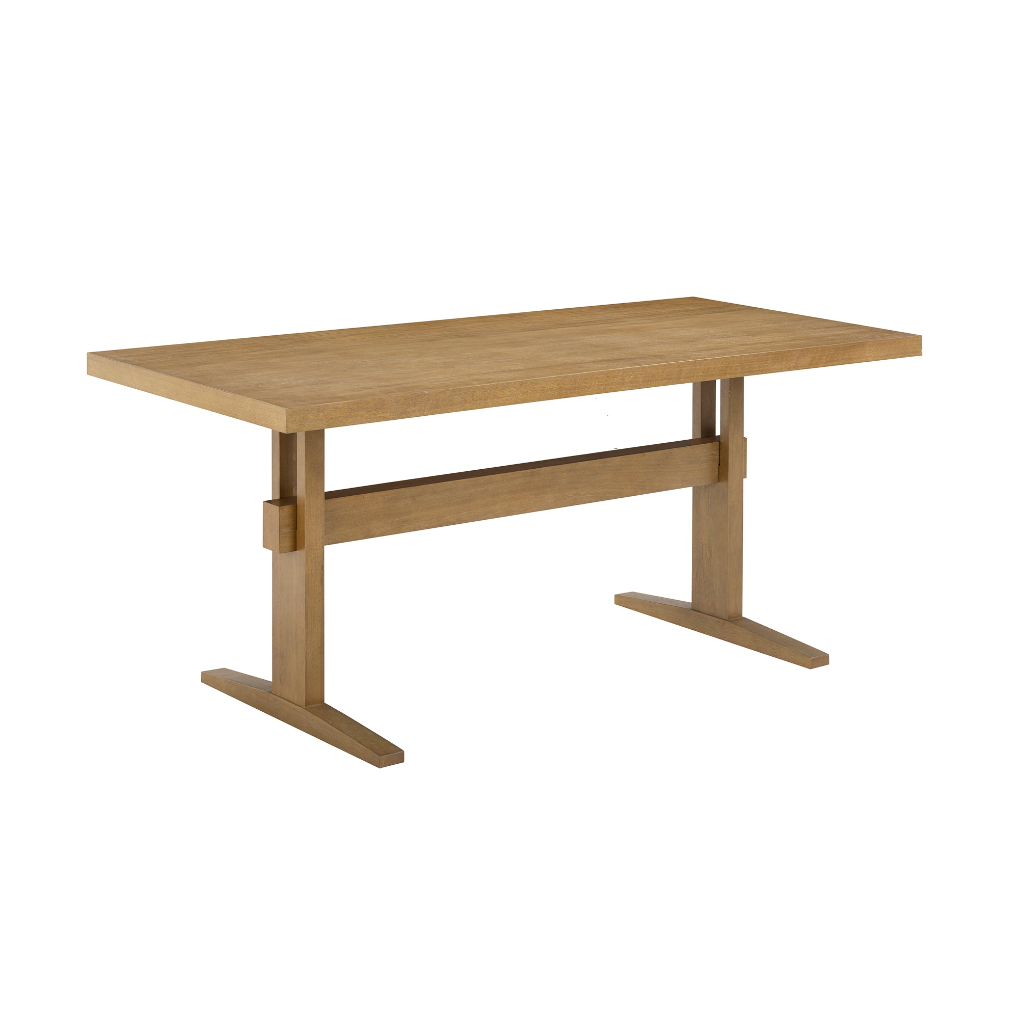 Solid Wood Trestle Dining Table for 6 Light Brown - Nathan James