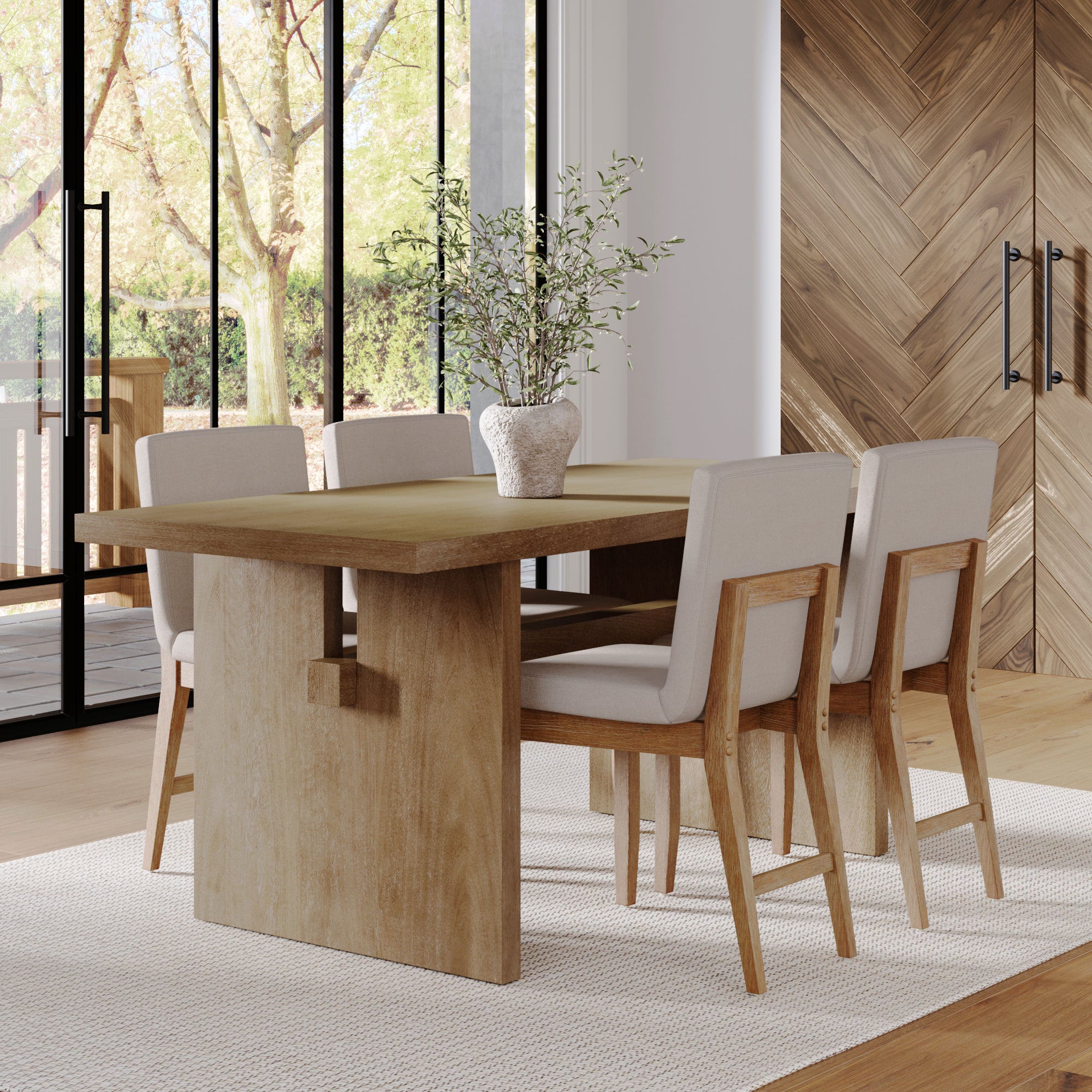 Wood Modern Farmhouse Dining Table Light Brown - Nathan James