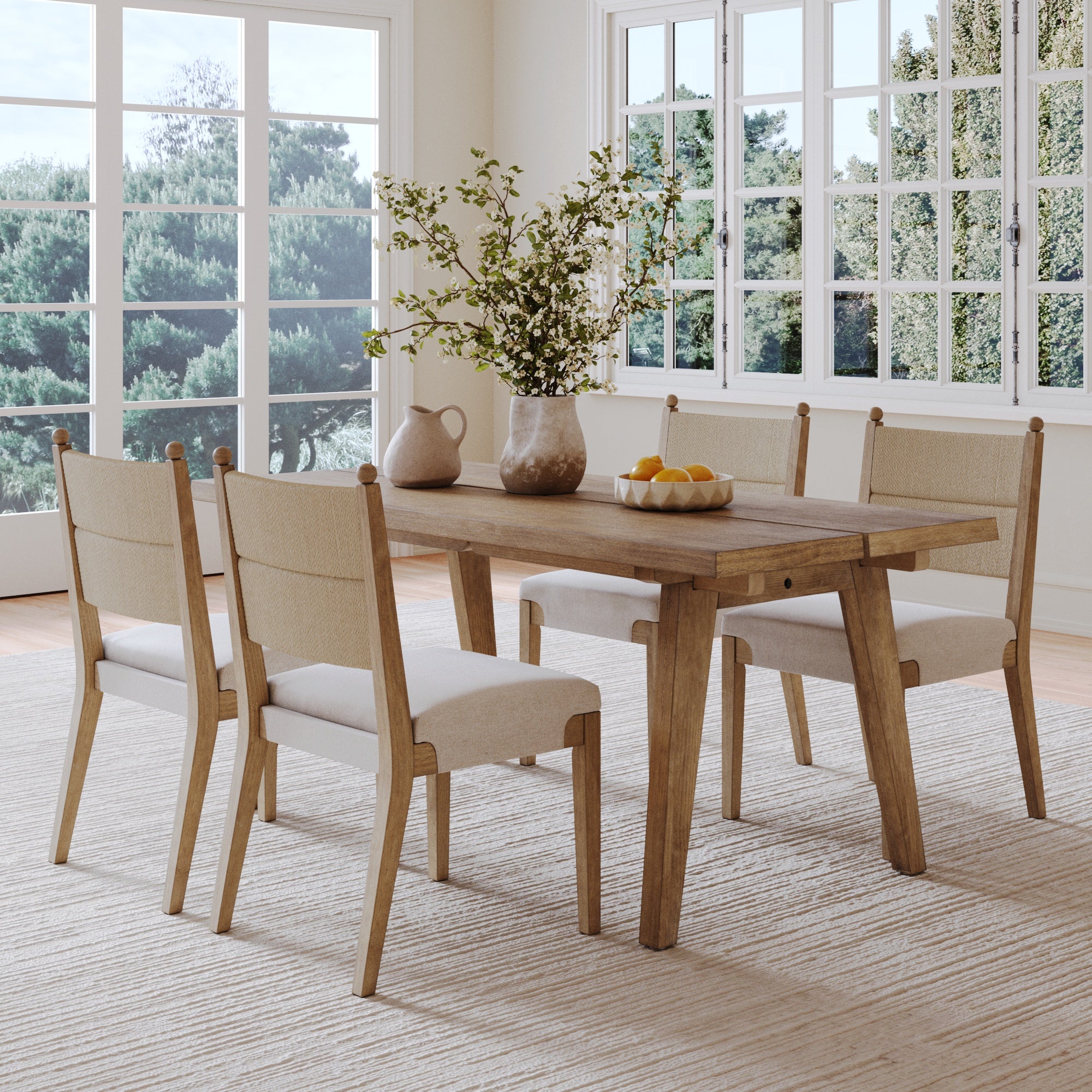 Boho Seagrass Dining Table Set (4 Chairs) - Nathan James