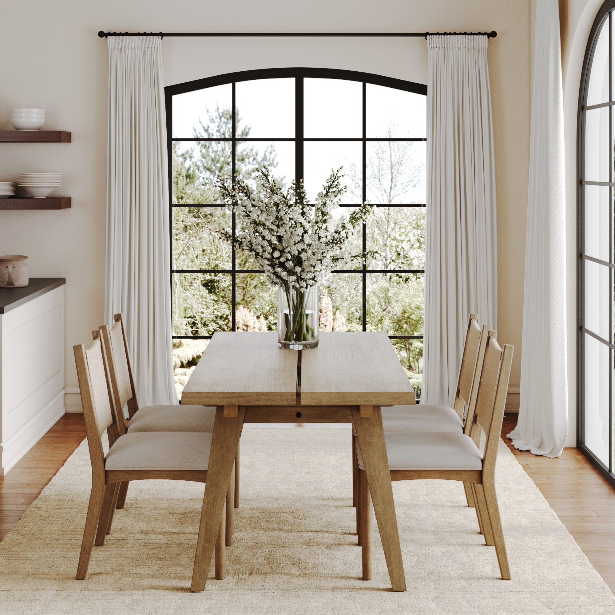 Bohemian Wooden Dining Table Set (4 Chairs) - Nathan James