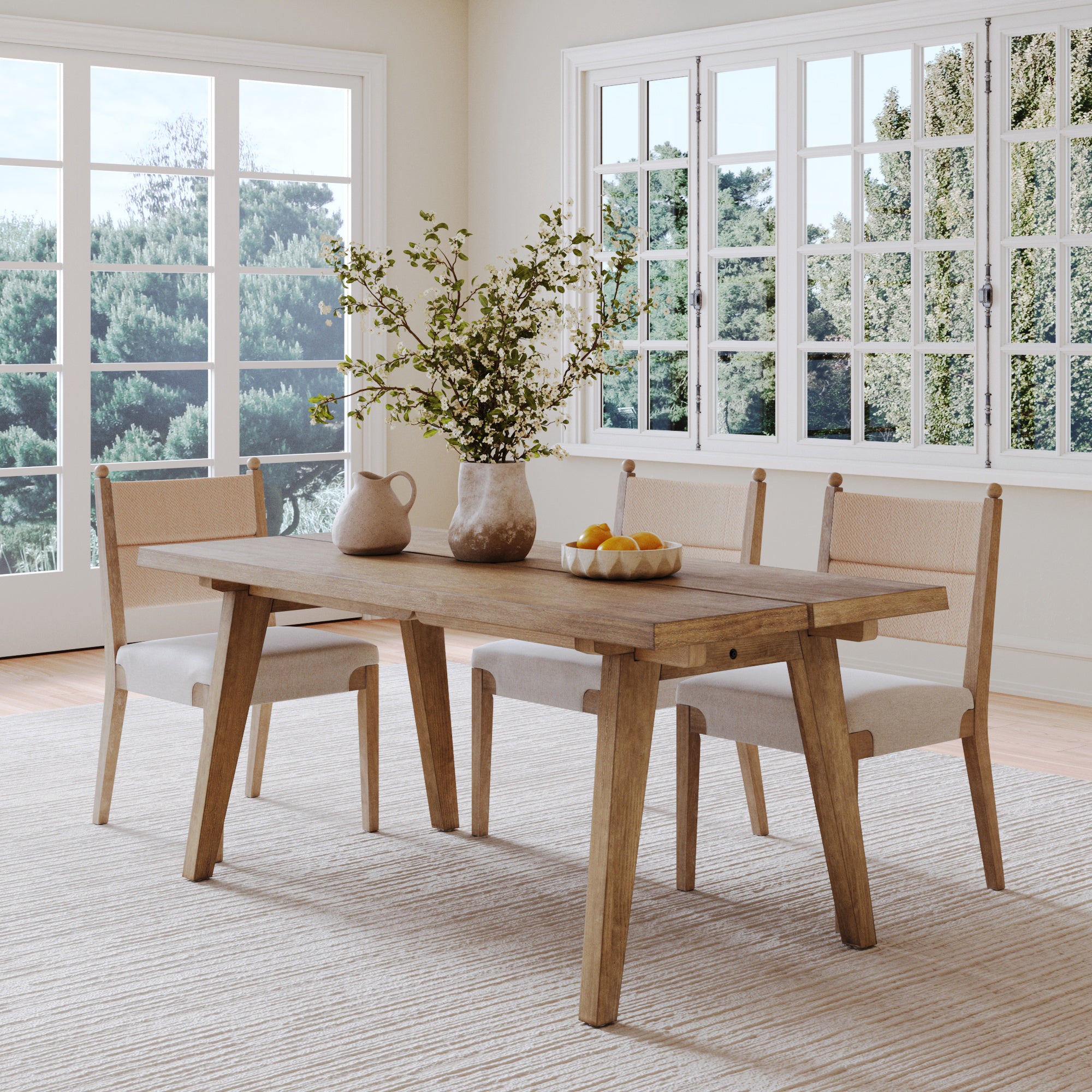 Modern Farmhouse Extendable Dining Table Light Brown - Nathan James
