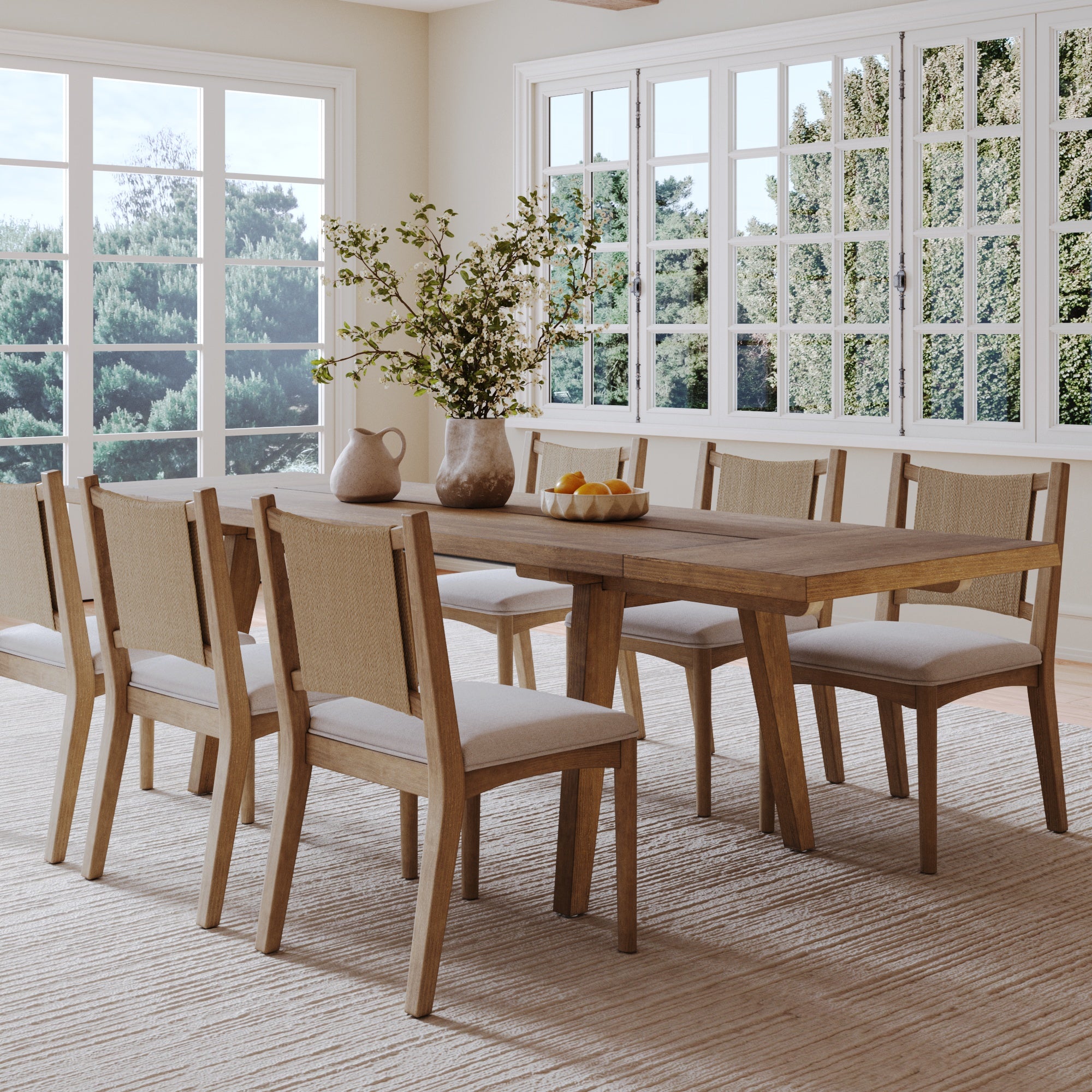 Extendable Flax Dining Table Set (6 Chairs) - Nathan James