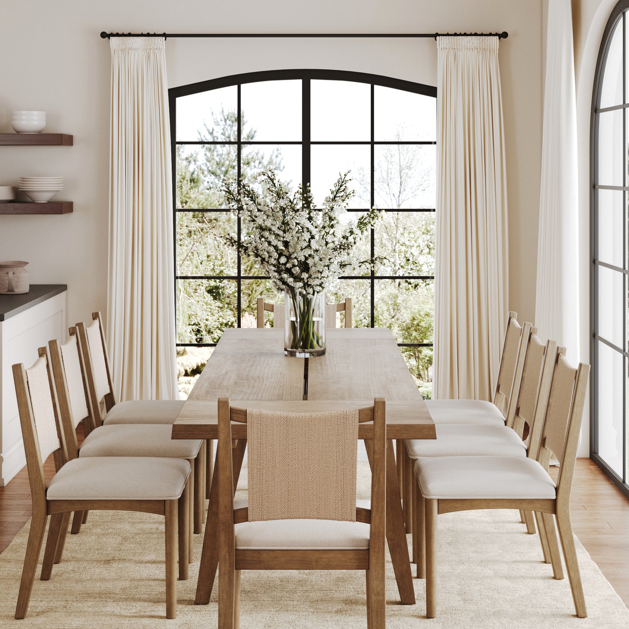 Bohemian Wooden Dining Table Set (8 Chairs) - Nathan James