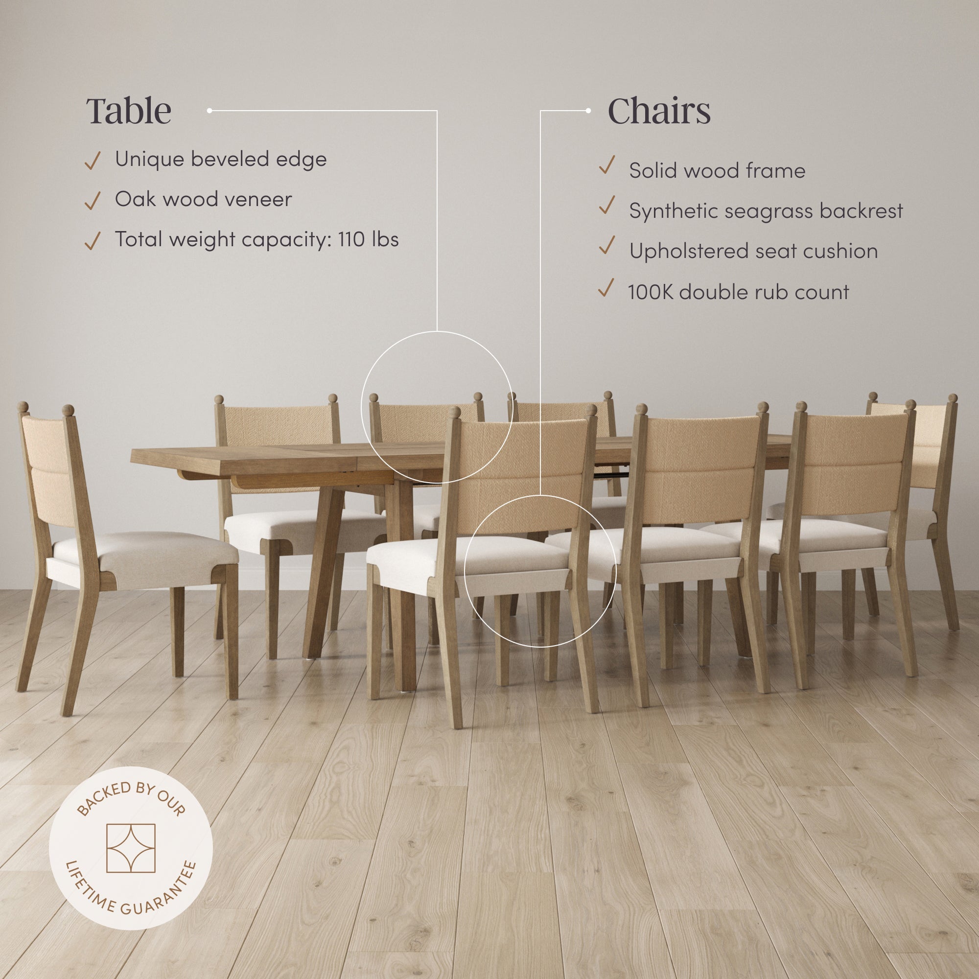 Boho Seagrass Dining Table Set (8 Chairs) - Nathan James
