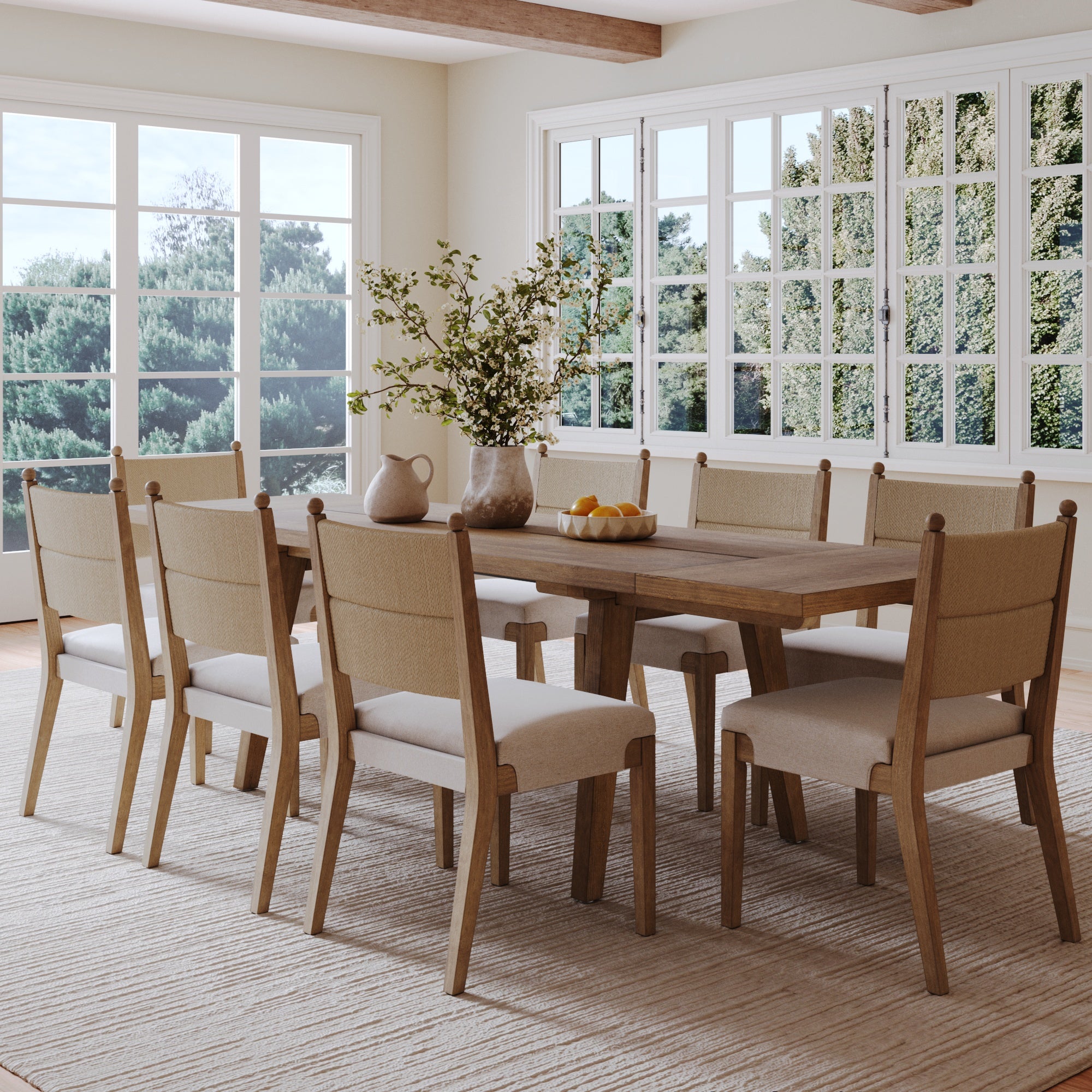 Boho Seagrass Dining Table Set (8 Chairs) - Nathan James