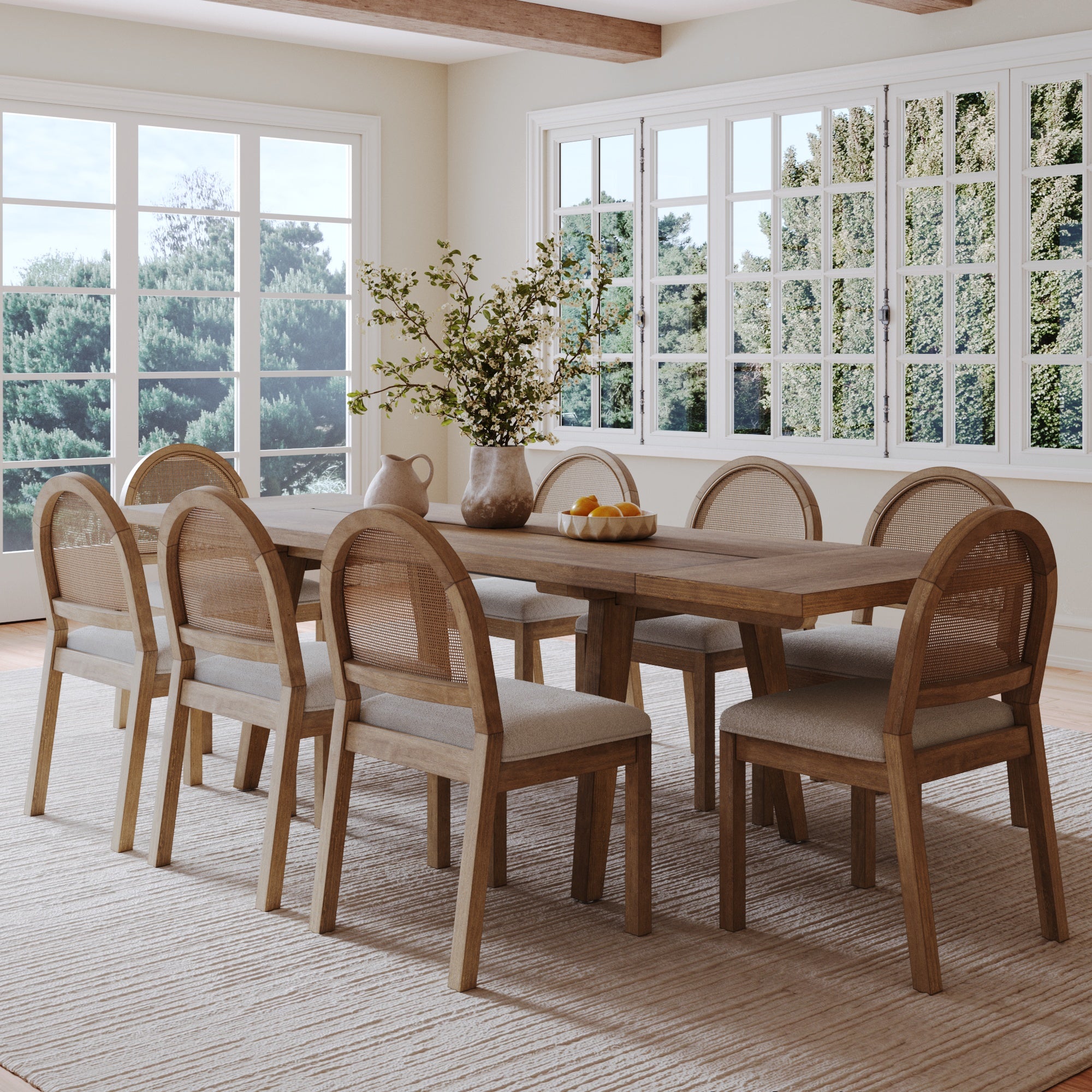 Natural Rattan Dining Table Set (8 Chairs) - Nathan James