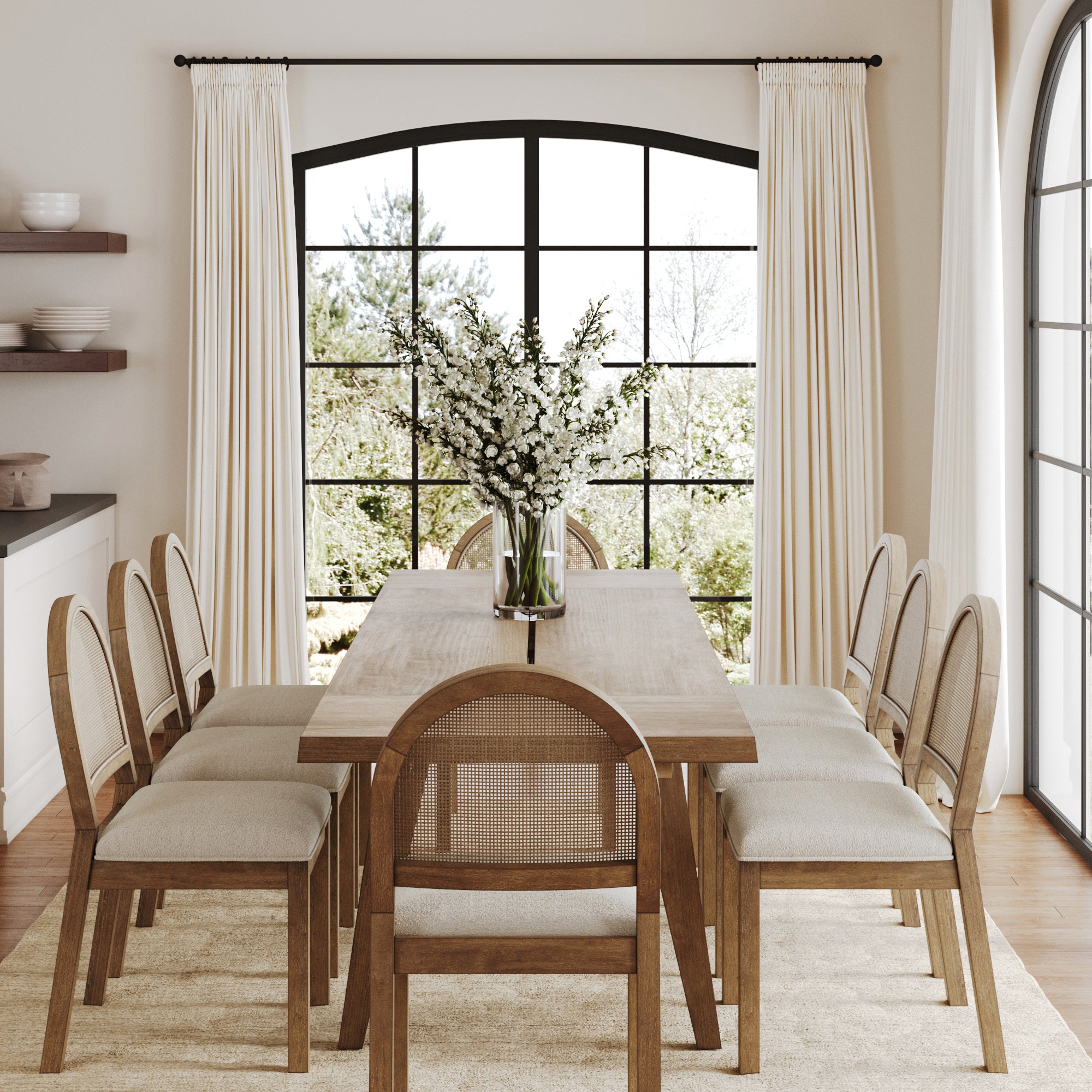 Natural Rattan Dining Table Set (8 Chairs) - Nathan James