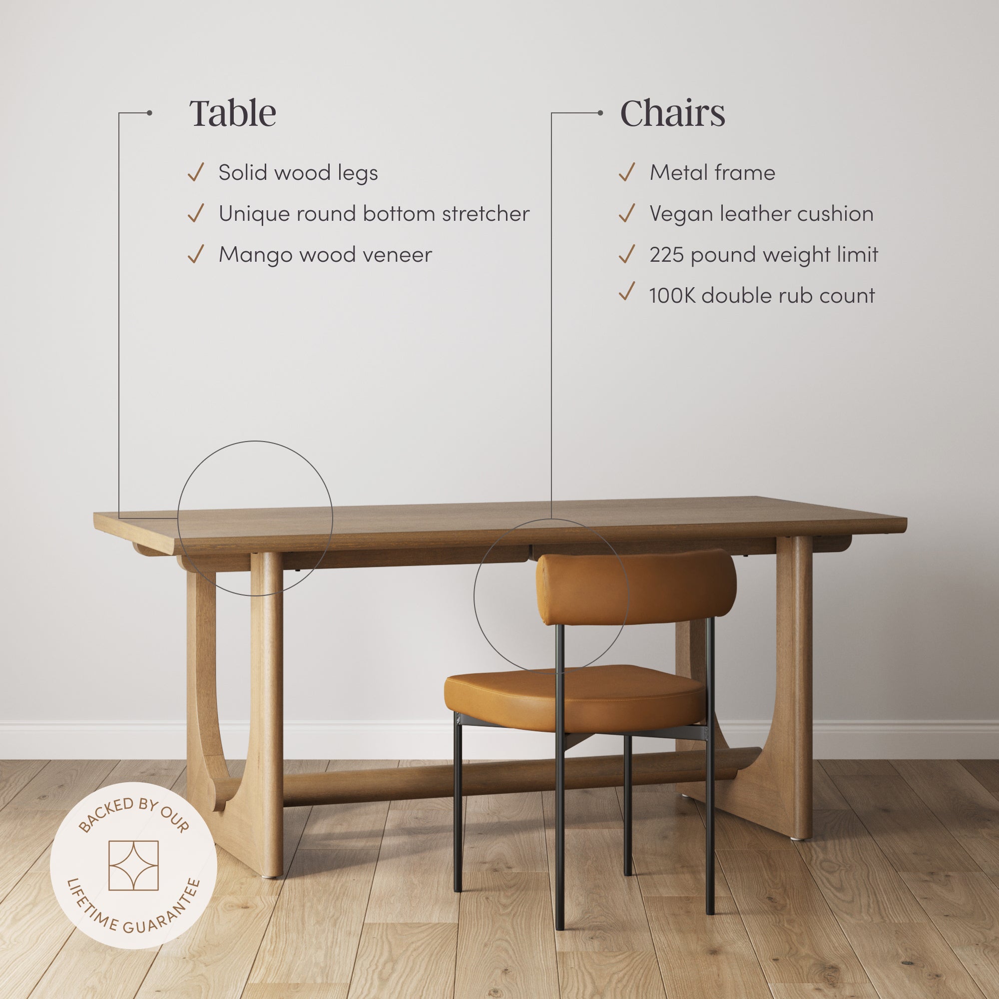 Mid-Century Faux Leather Dining Room Set (6 Chairs) - Nathan James
