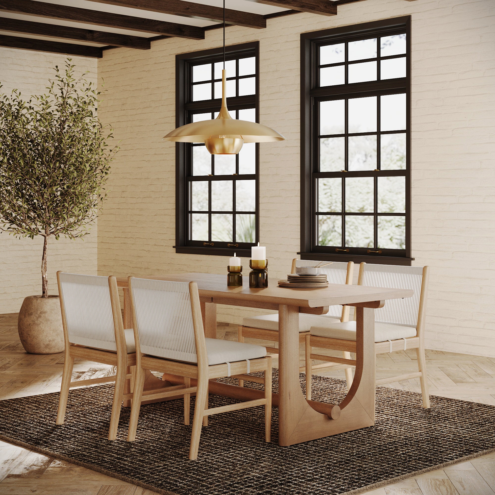 Wood Dining Table for 6 with U - Shaped Legs - Nathan James