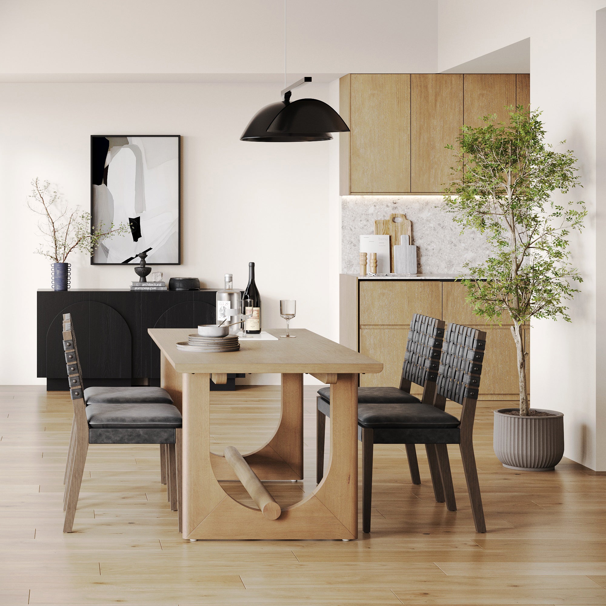 Wood Dining Table for 6 with U - Shaped Legs - Nathan James