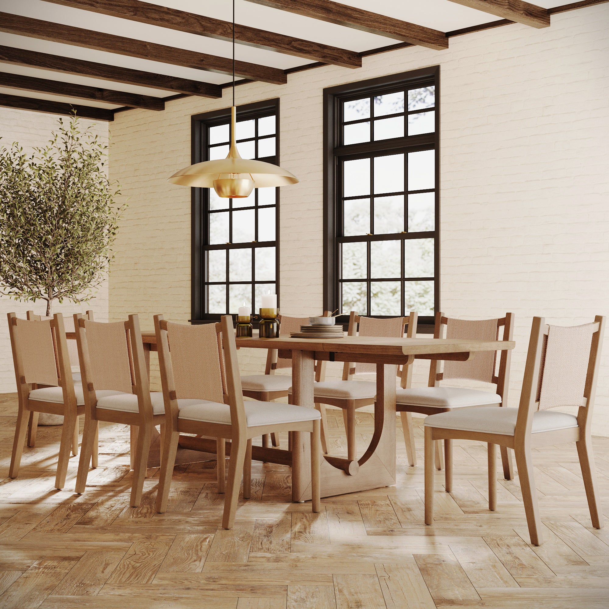Wood Dining Room Table with Leaf Extension for 8 - Nathan James