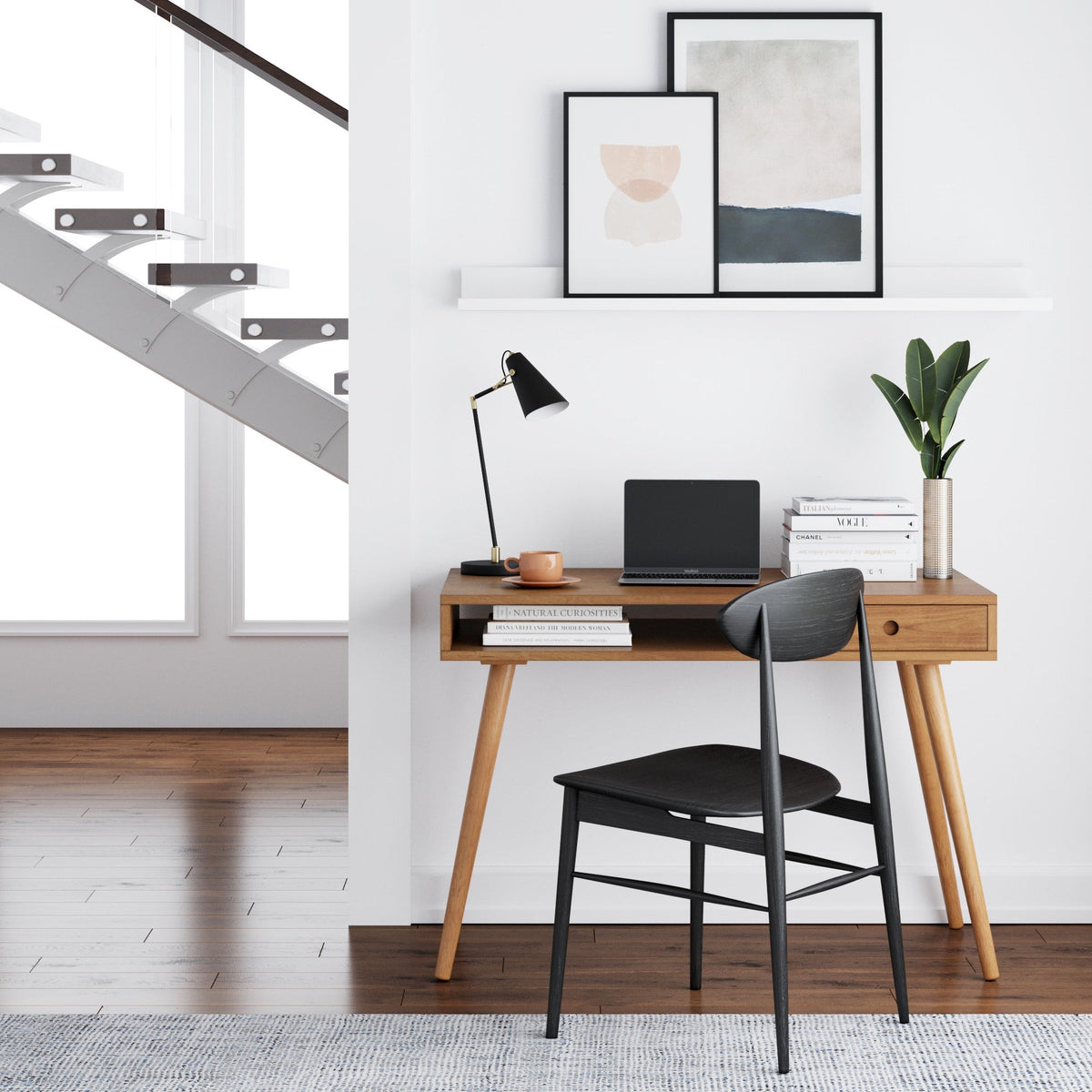 Wood Mid-Century Modern Writing Desk with Drawer - Nathan James