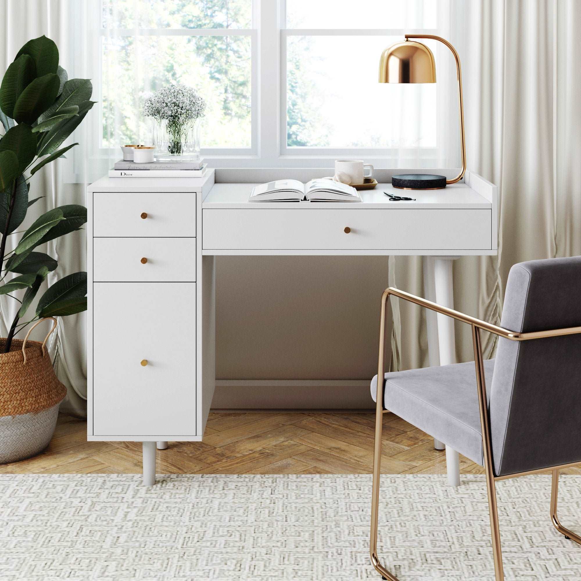Mid - Century Modern Vanity Desk with Drawers - Nathan James