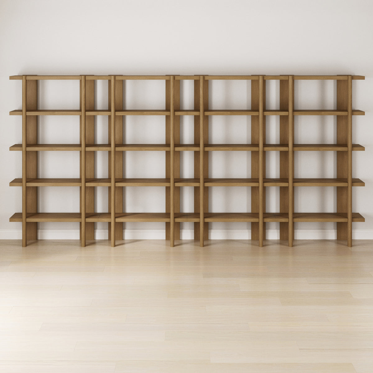 Modern Rounded Wood 5-Shelf Bookshelf Light Brown (Set of 4)