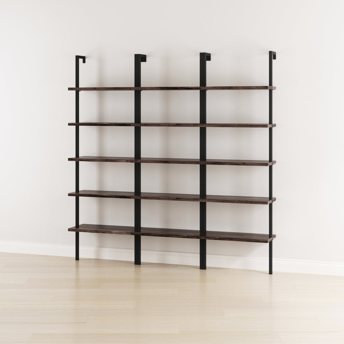 5-Shelf Ladder Wall Bookshelves Nutmeg (Set of 3) - Nathan James