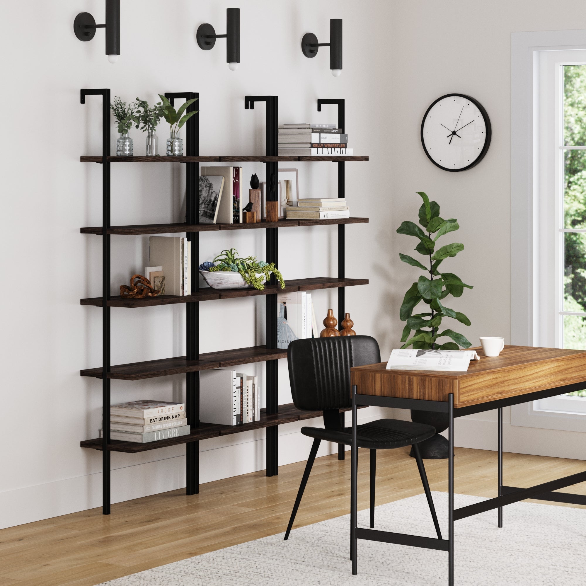 5 - Shelf Ladder Wall Bookshelves Nutmeg (Set of 3) - Nathan James