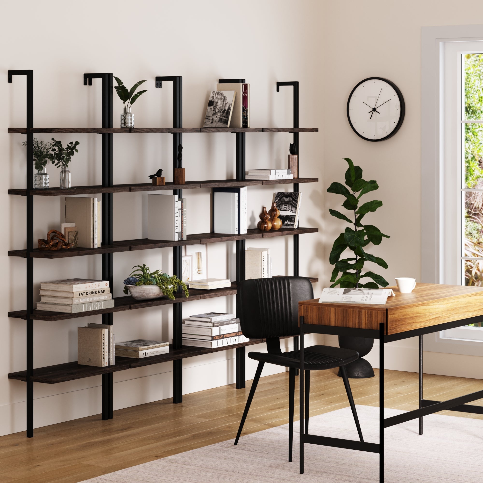 5 - Shelf Ladder Wall Bookshelves Nutmeg (Set of 4) - Nathan James