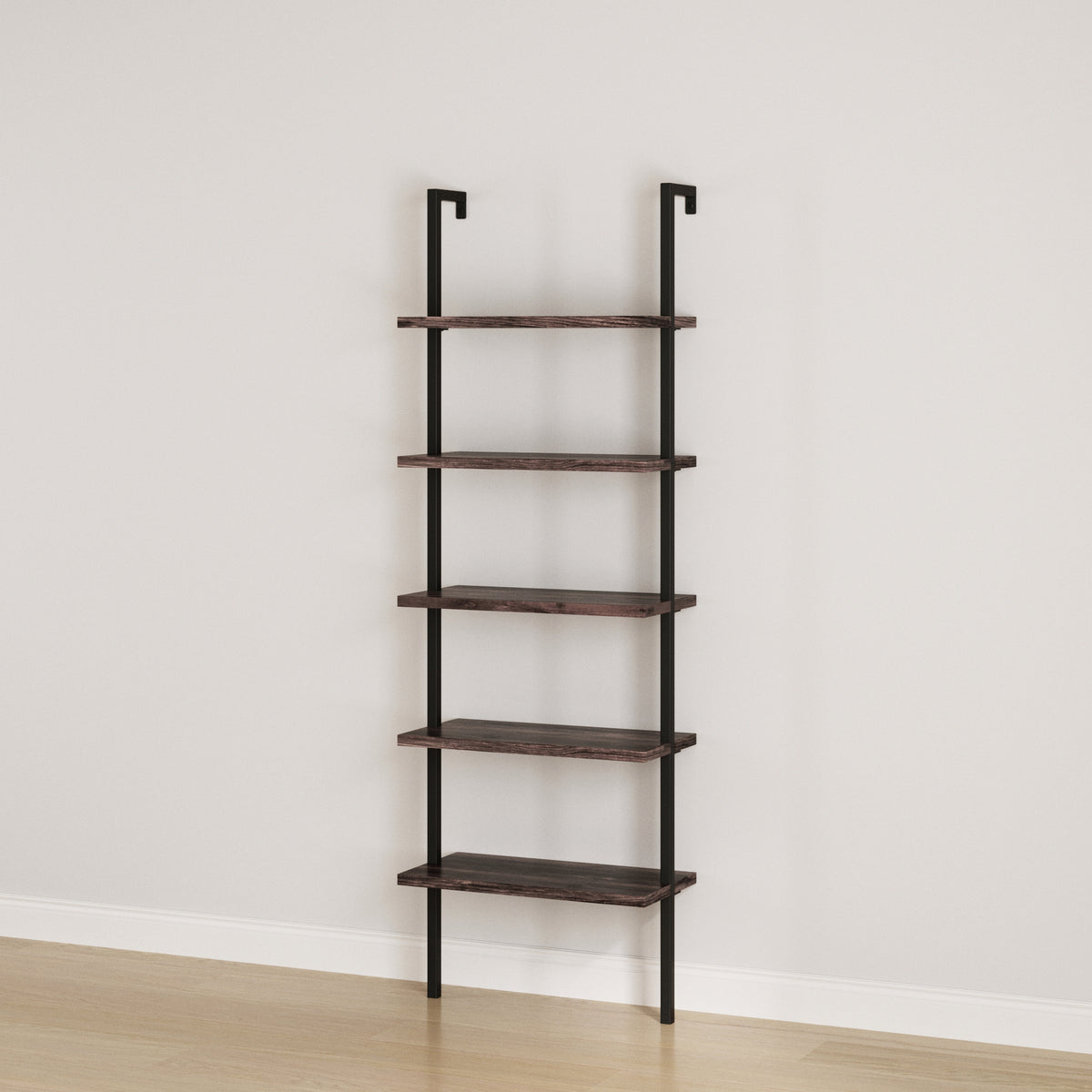5-Shelf Ladder Bookshelf Nutmeg Matte Black - Nathan James