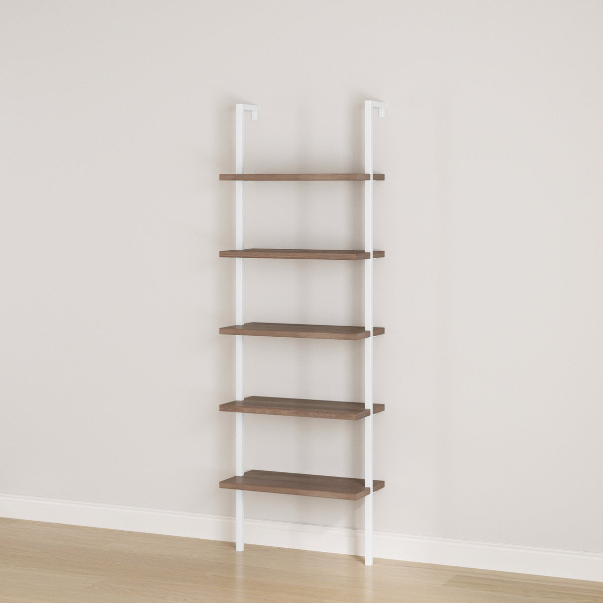 5-Shelf Ladder Bookshelf Oak Matte White - Nathan James