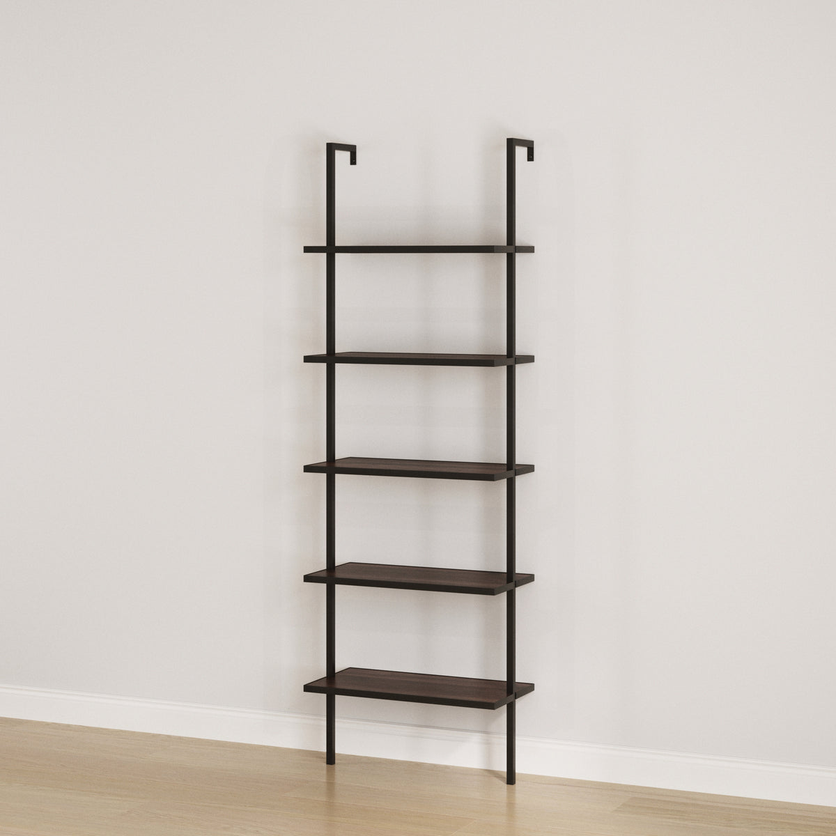 5-Shelf Ladder Bookshelf Walnut Matte Black - Nathan James