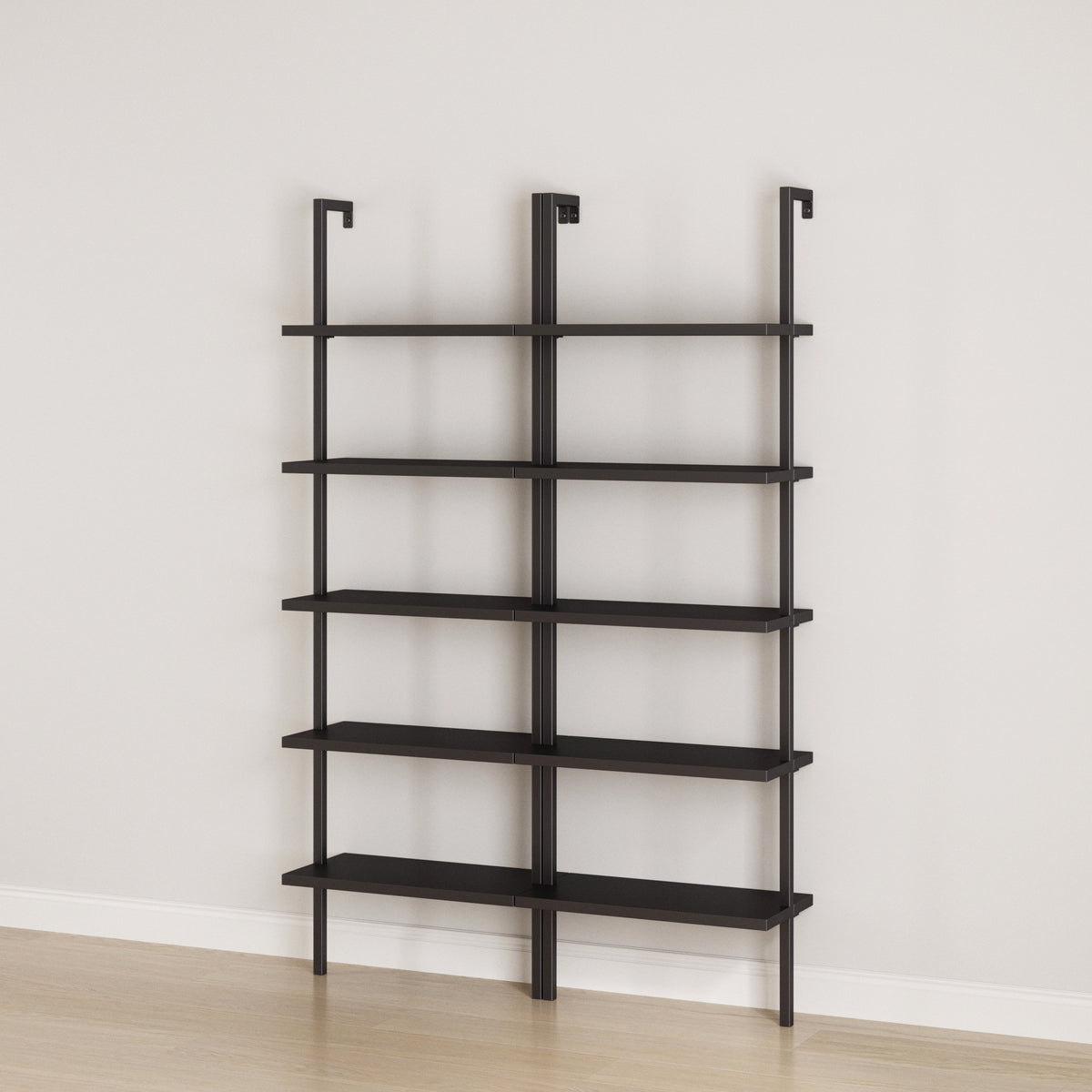 5-Shelf Ladder Bookshelf Black (Set of 2) - Nathan James
