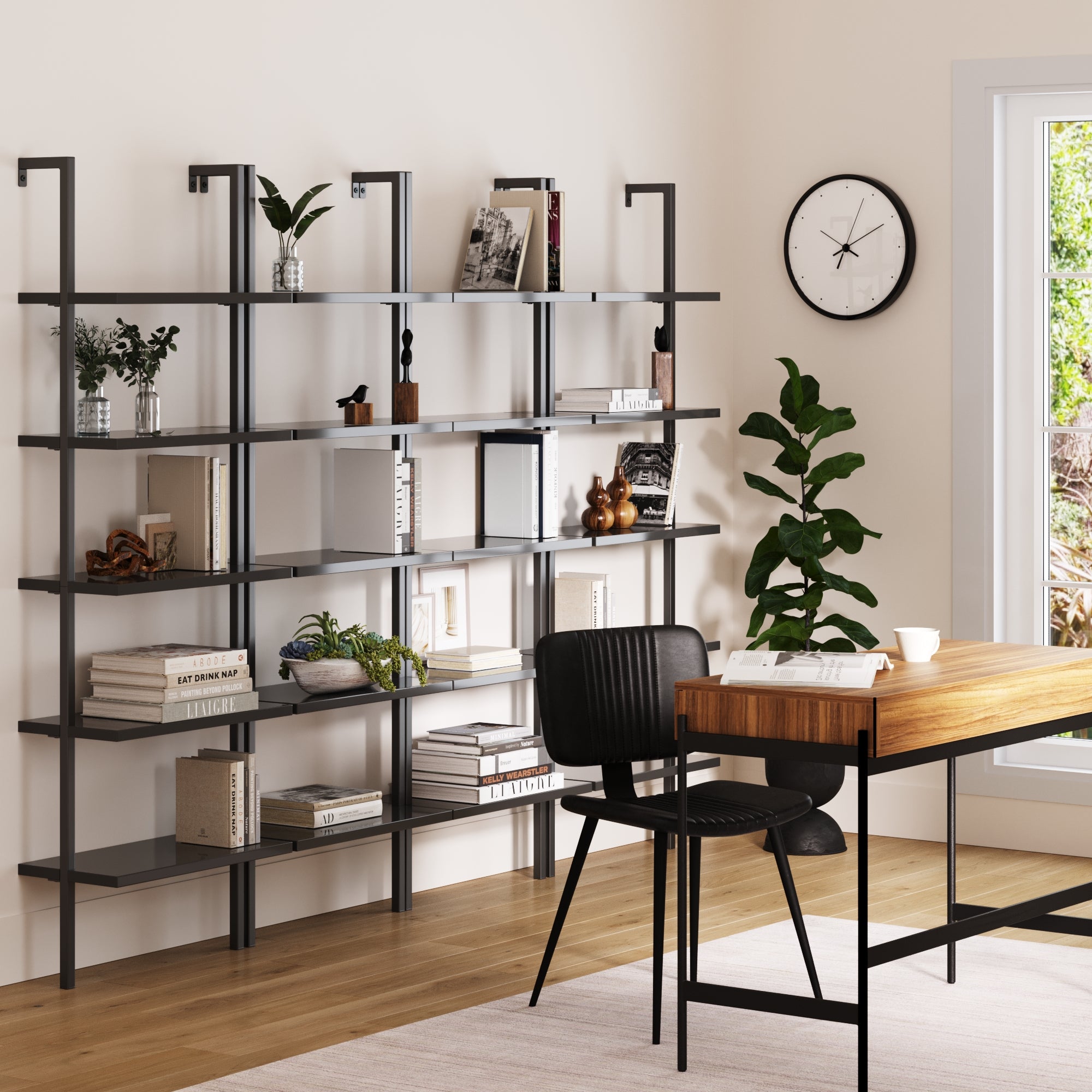 5 - Shelf Ladder Bookshelf Black (Set of 4) - Nathan James