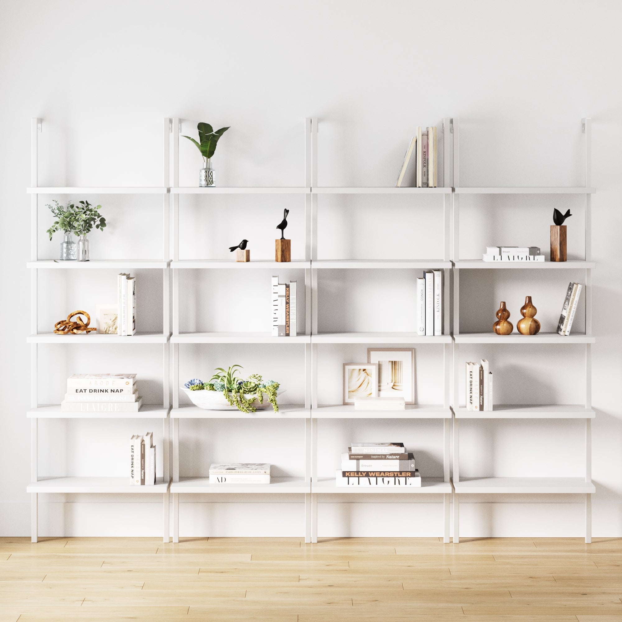 5 - Shelf Coastal Ladder Bookshelf White (Set of 4) - Nathan James