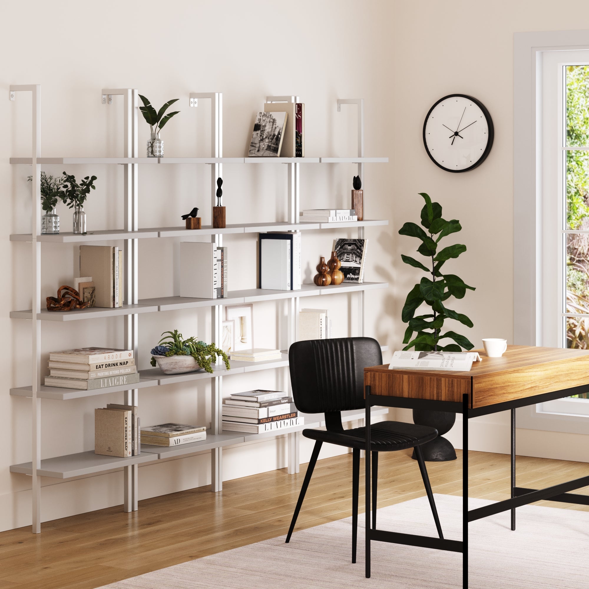5 - Shelf Coastal Ladder Bookshelf White (Set of 4) - Nathan James