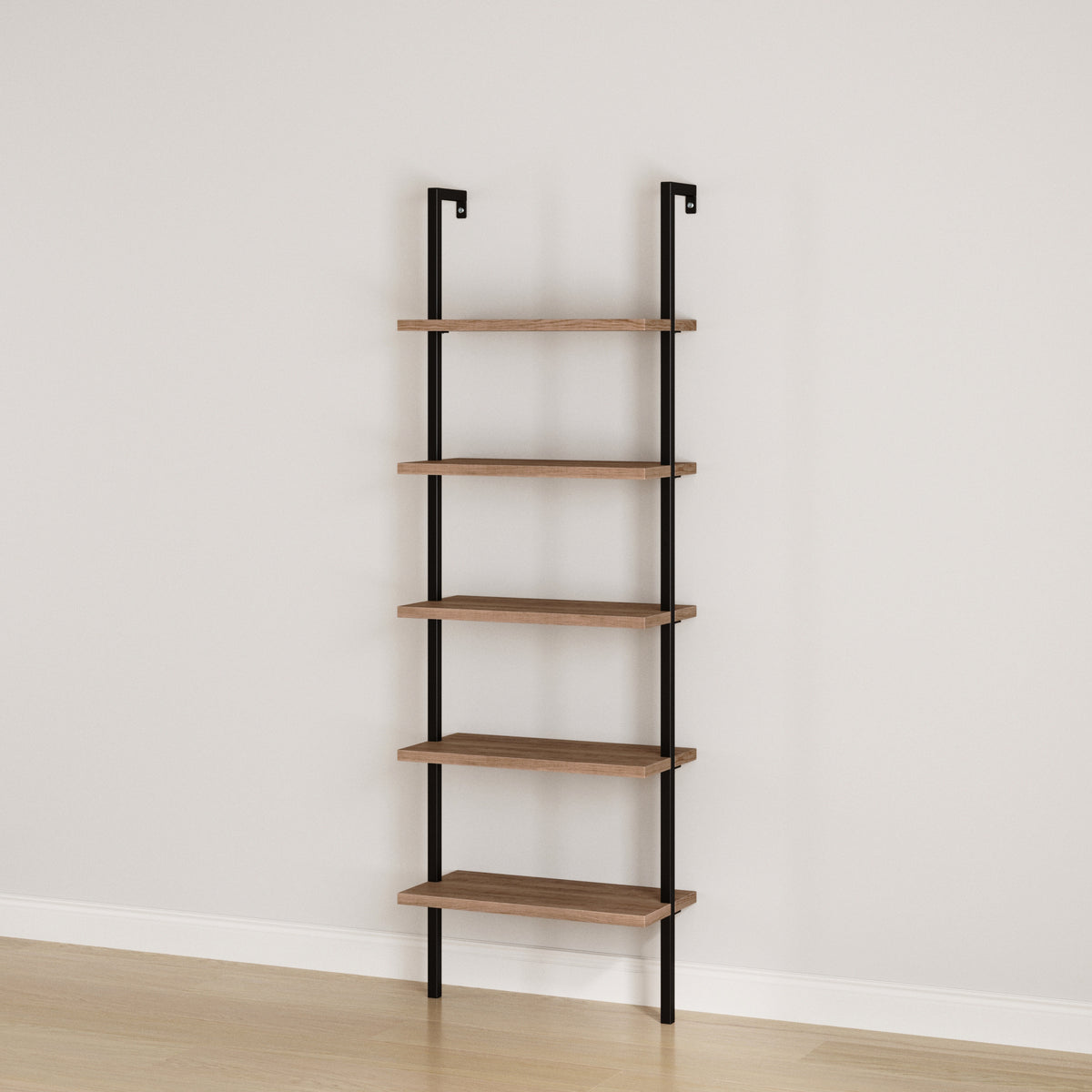 5-Shelf Ladder Bookshelf Oak Matte Black - Nathan James