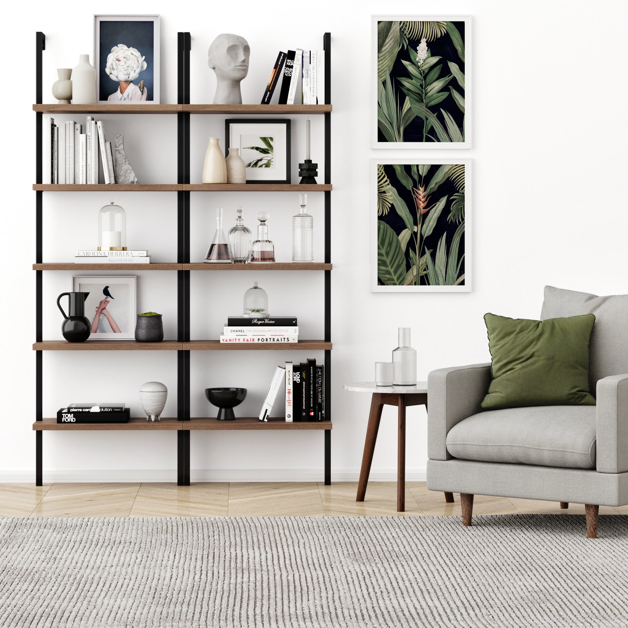 5 - Shelf Ladder Bookshelf Oak Matte Black - Nathan James