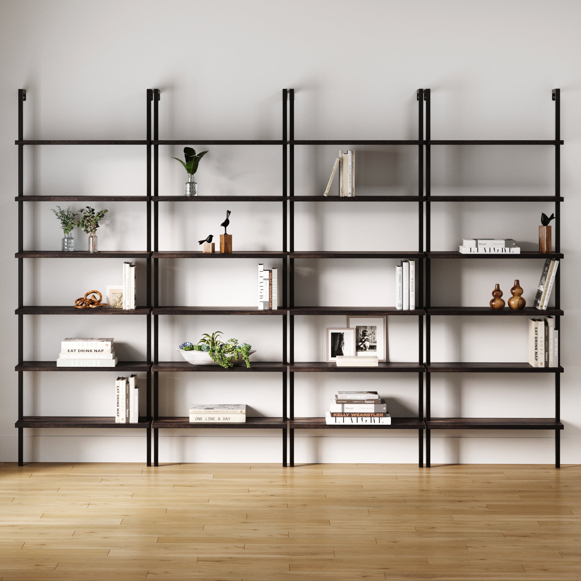 6 - Shelf Bookcase Nutmeg Matte Black (Set of 4) - Nathan James