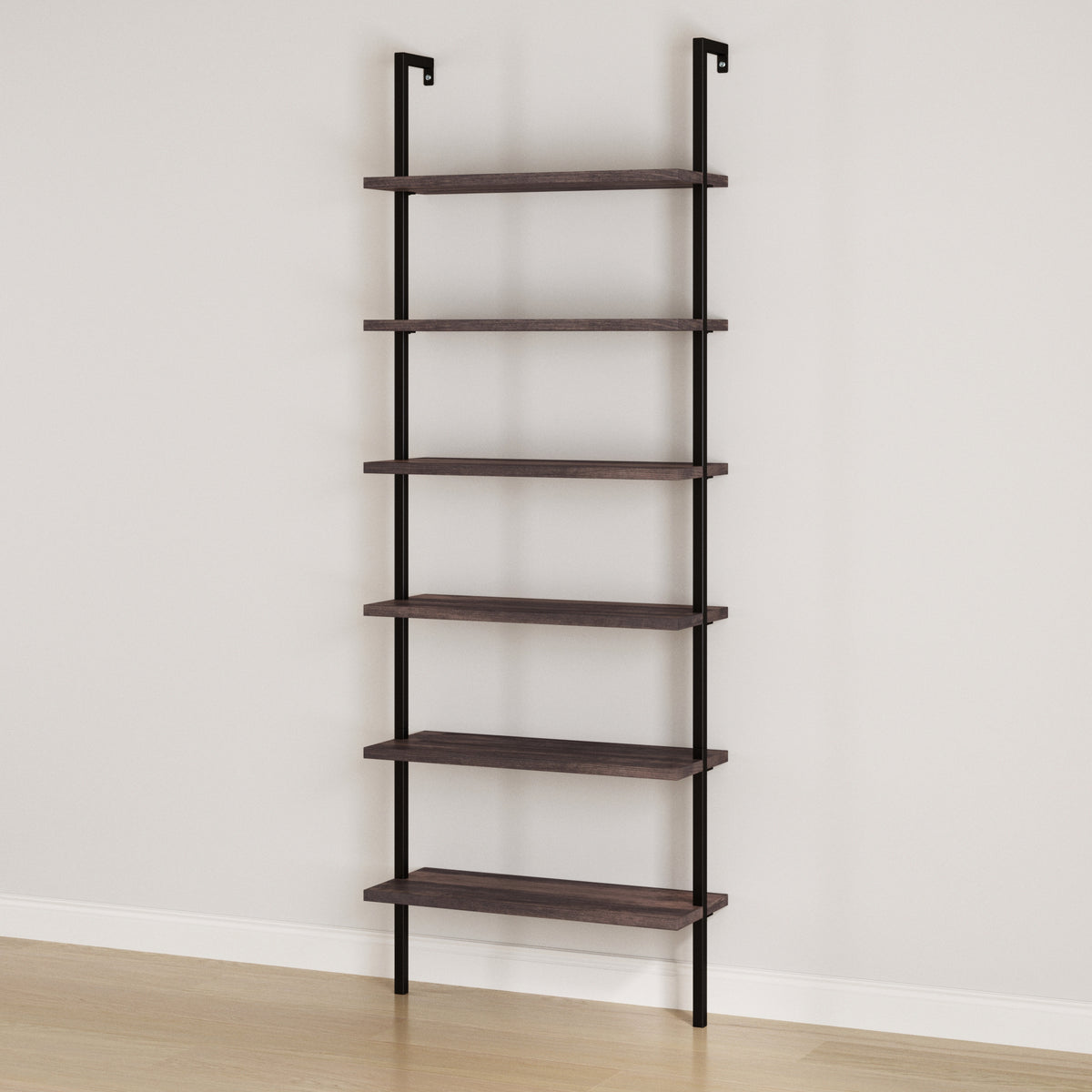 6-Shelf Ladder Bookshelf Nutmeg Matte Black - Nathan James