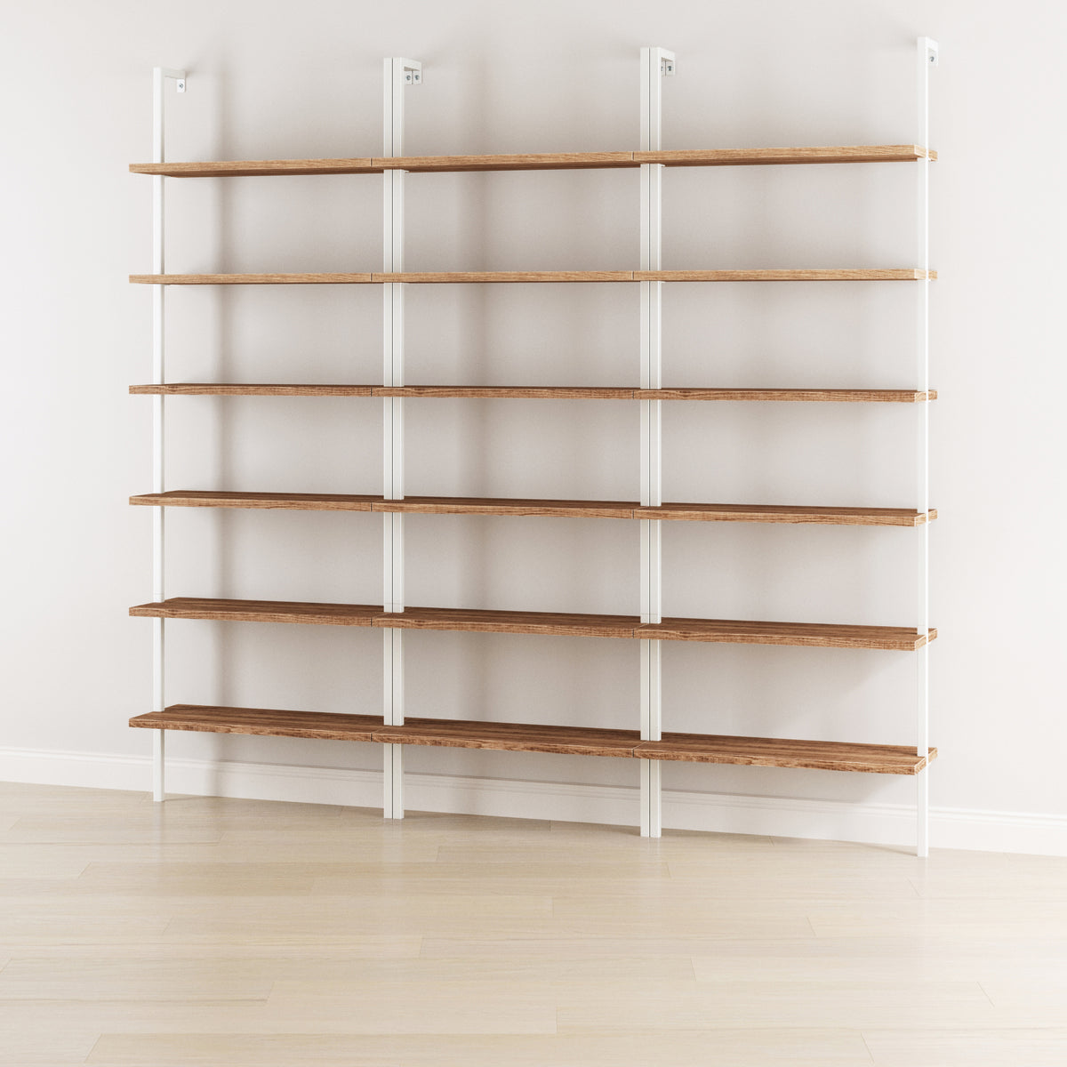 6-Shelf Bookcase Oak Matte White (Set of 3) - Nathan James