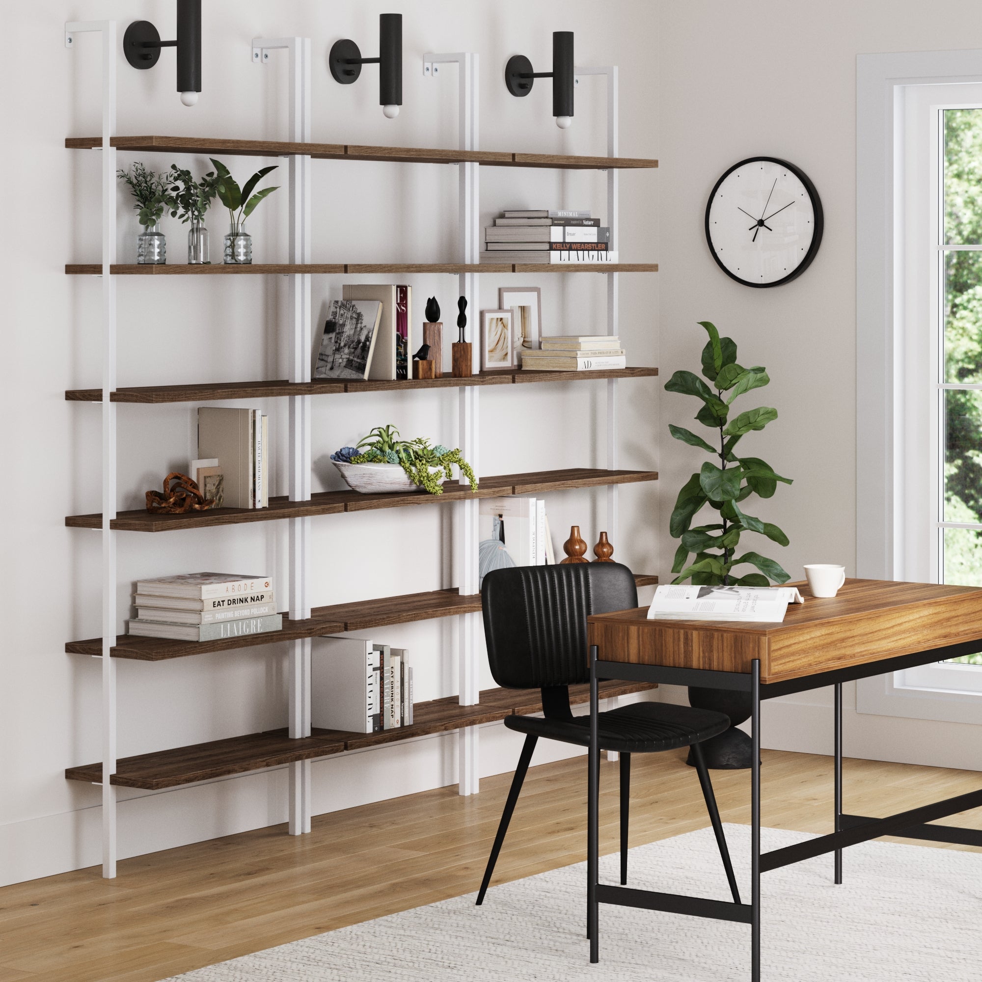 6 - Shelf Bookcase Oak Matte White (Set of 3) - Nathan James